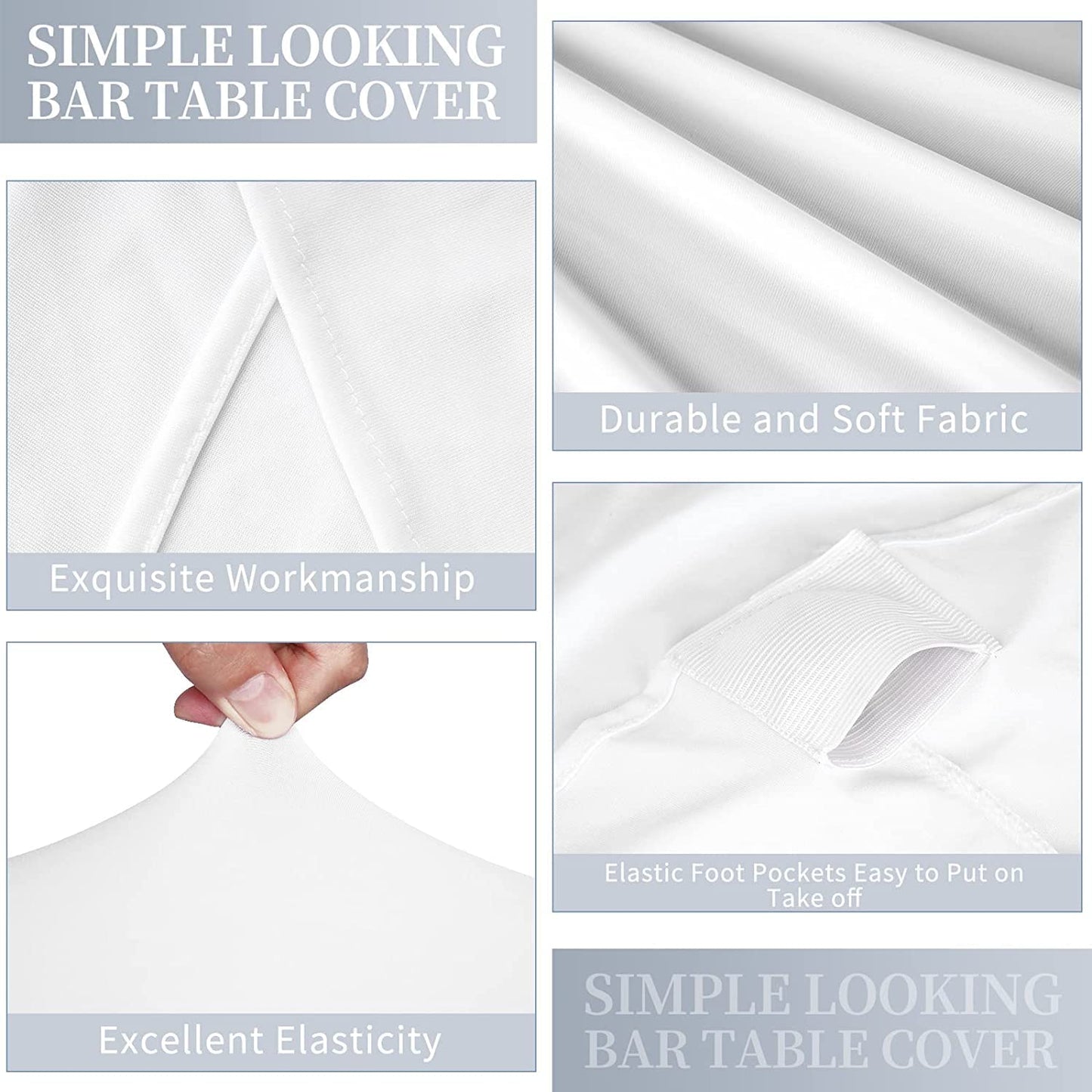 3 Stück Stehtisch Hussen 80cm,Hussen Stehtische weiß für Ø 80-85 cm Stehtische und Bistrotische, Stretch-Tischdecke mit Fußtaschen für Hochzeit Geburtstagsfeier Bankett(80 cm, weiß)