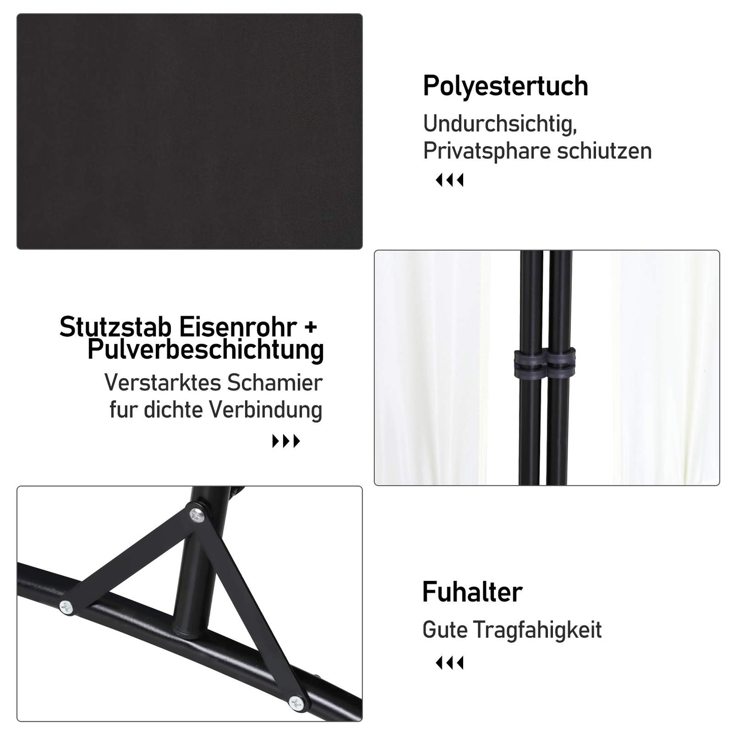 Sonnewelt Paravent 260x180cm Sichtschutzwand Anthrazit Raumteiler Stellwand Raumteiler Trennwand Sichtschutz 3 Trennwände