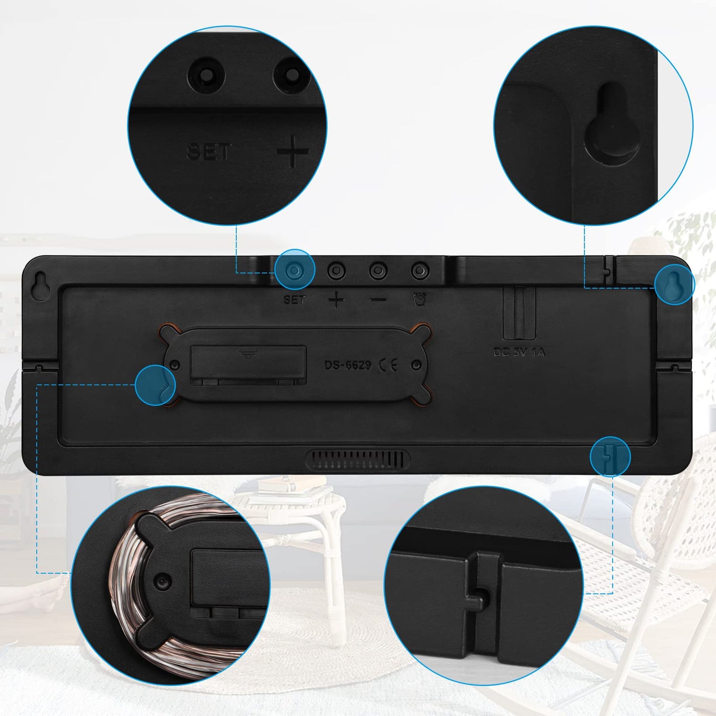 Fuloon Wanduhr Digital, LED Wanduhr mit 13-Zoll-Großdisplay, Digital Wecker mit Fernbedienung, Timing- und Countdown, Tischuhr Digital mit Datum, Woche, Temperatur für Schlafzimmer, Wohnzimmer