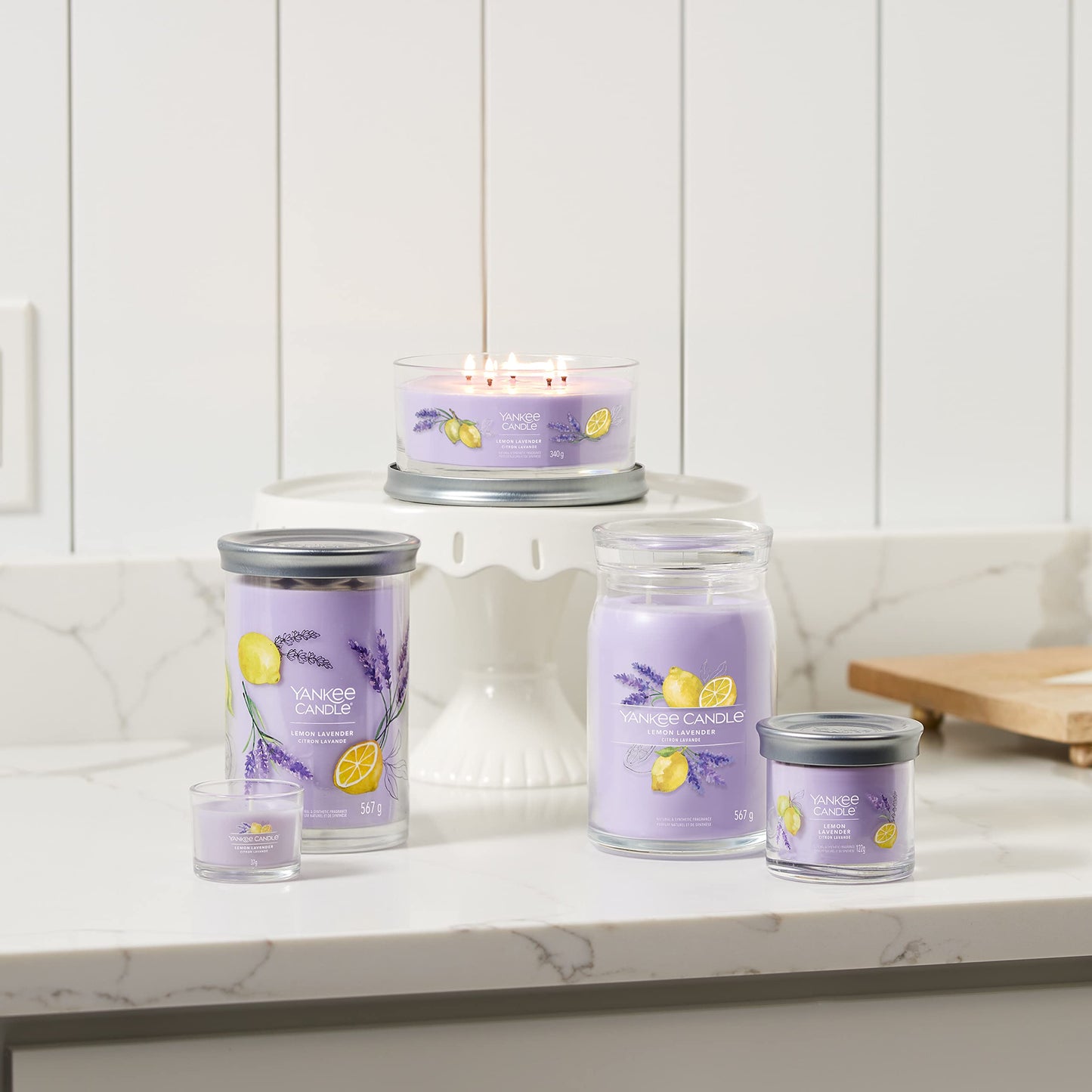 Yankee Candle Duftkerzen-Geschenkset | Votivkerzen mit Lemon Lavender | Soja-Wachs-Mix | 3 Teile
