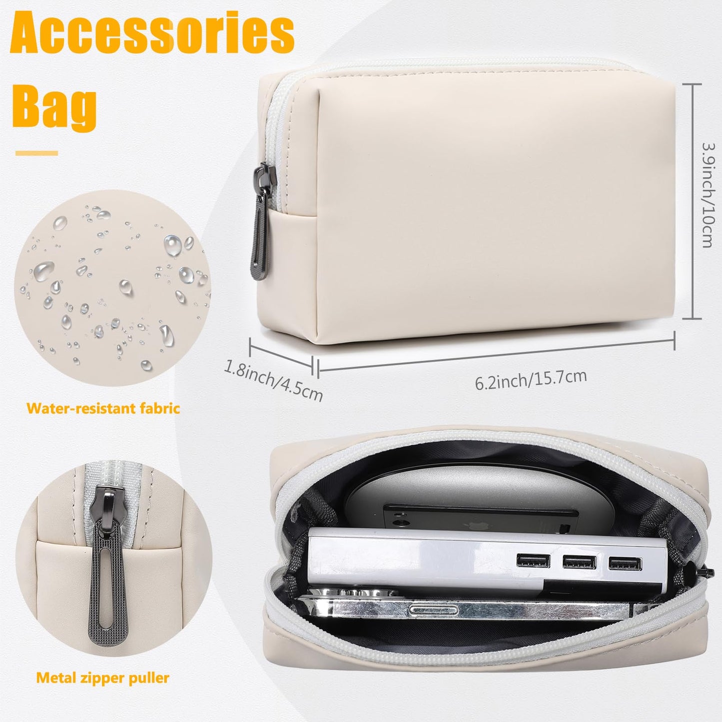 HYZUO 13 Zoll Laptop Hülle mit Standfunktion für 2024-2018 MacBook Air 13 M3 M2 M1, 2024-2016 MacBook Pro 13 M2 M1, 13 iPad Pro/Air M4 M2 2024, Surface Pro 11/10/9/8, mit Kleine Tasche, Beige