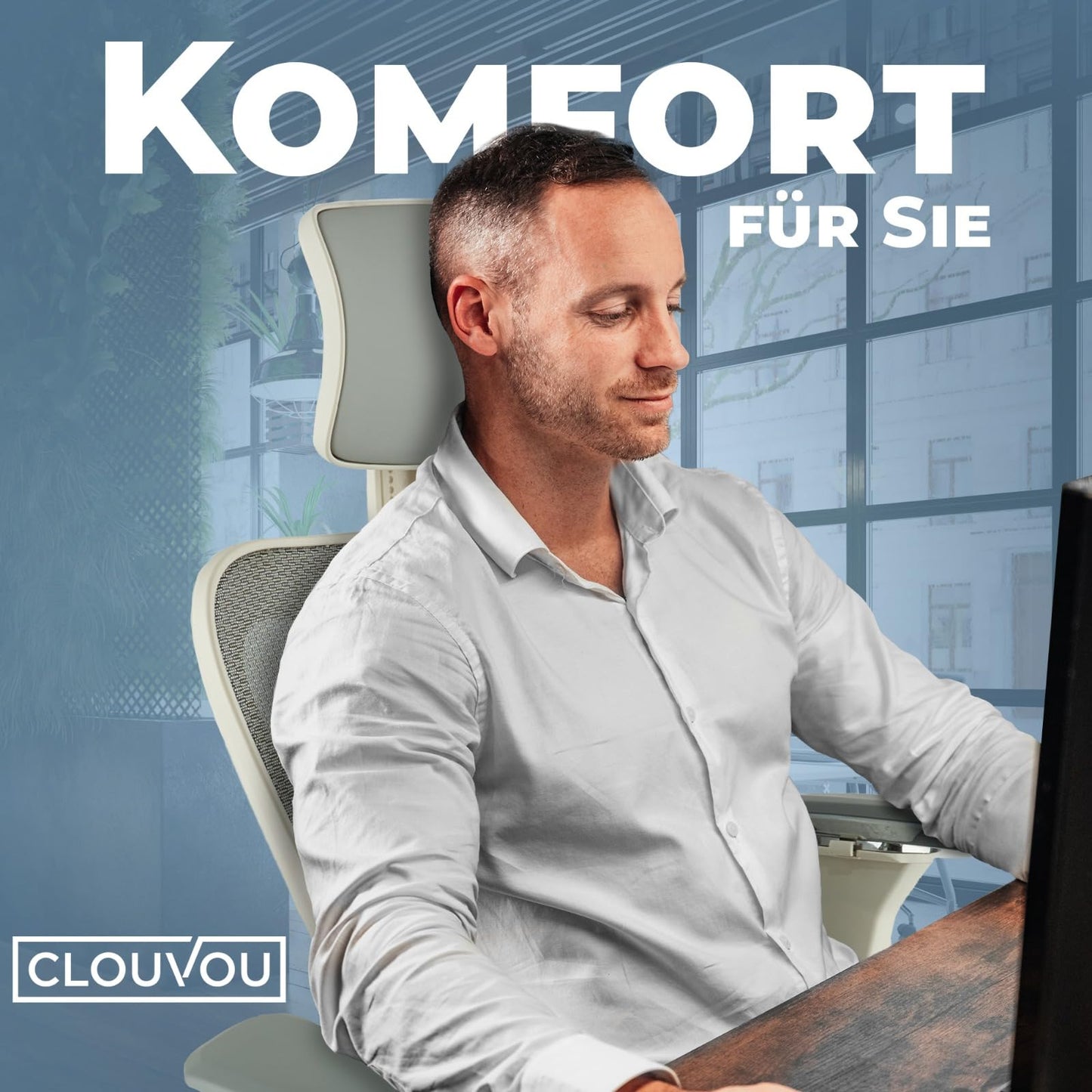 CLOUVOU CleverSeat Bürostuhl Ergonomisch [TESTSIEGER] Schreibtischstuhl 100% individuell einstellbar | Büro Stuhl & Gaming Stuhl | Computerstuhl Home Office Chair Ergonomic | Drehstuhl 150 kg