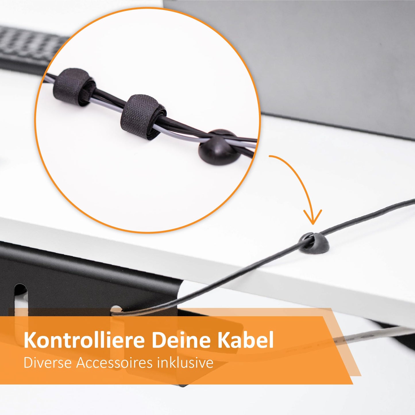Stilemo® Kabelkanal Schreibtisch - Kabelmanagement Schreibtisch Organizer Kabeldurchführung - Cable Management Kabelhalter Kabelwanne Tisch 2er Set - 43x12x10 cm - Kabelkorb Schwarz
