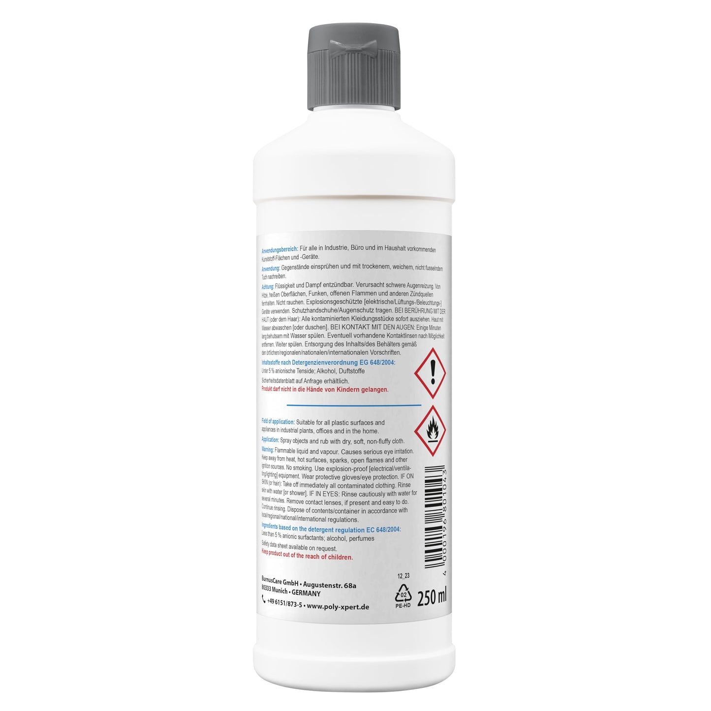 PolyXpert Antistatischer Kunstoff Reiniger & Pfleger 2x250ml - hochwertiger Universalreiniger für alle Kunstoffflächen - ideal für KFZ, Fensterrahmen, Küchengeräte, Fließen und Nikotinablagerungen
