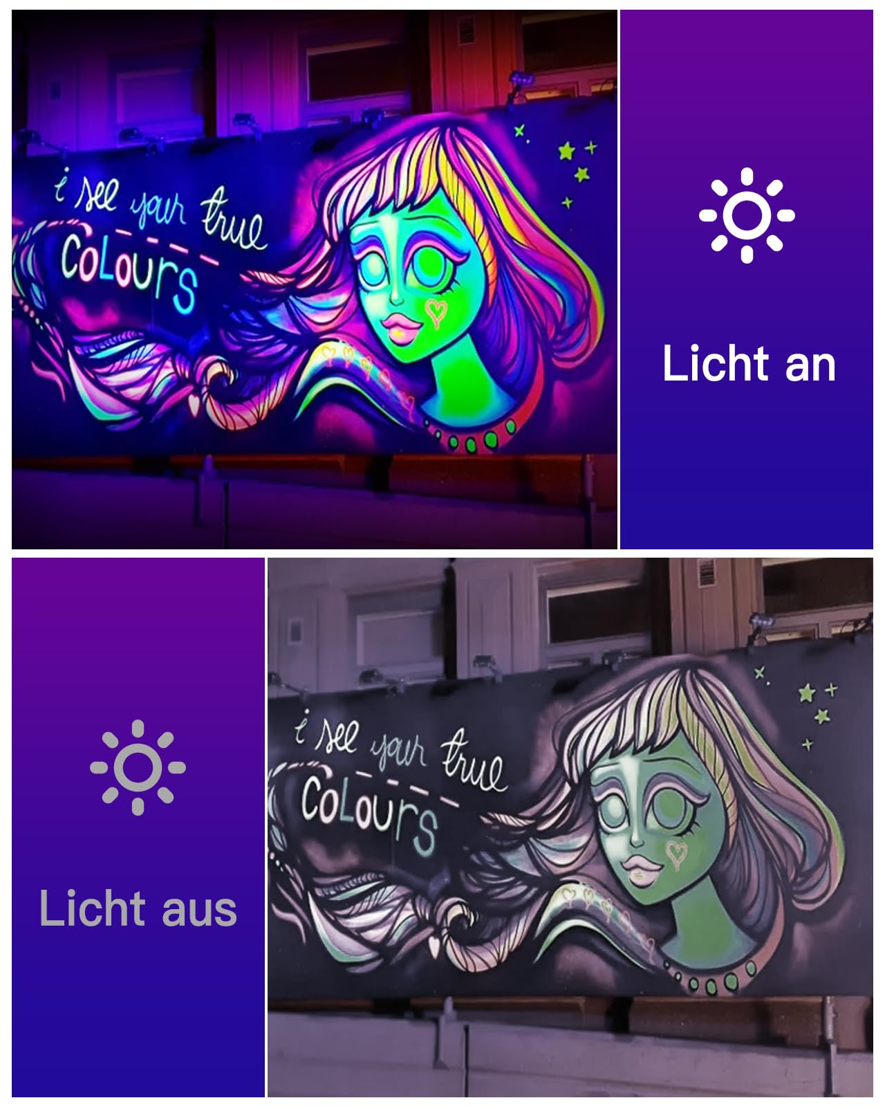 Anpro 72W Schwarzlichtleiste, 48 LED-Schwarzlicht mit fluoreszierenden Bändern, 360° verstellbares UV-Schwarzlicht mit 120° Abstrahlwinkel, 4,5 Fuß Netzkabel, 385–400 nm Wellenlänge, mit Schalter