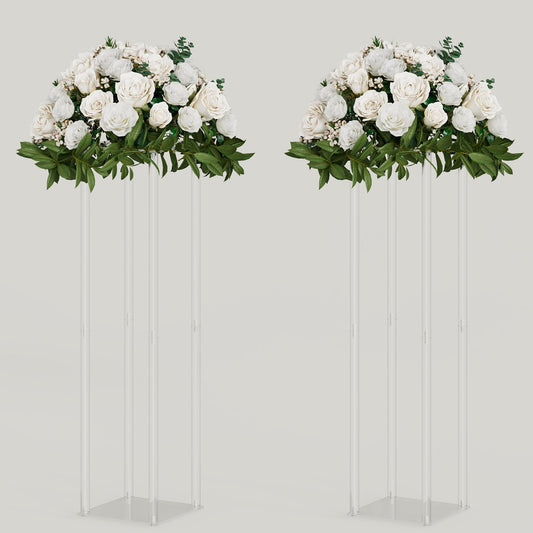 TEKXYZ Acryl Tafelaufsatz Stand, 2 Pcs 80 cm hoch Blumenständer, Säule Hochzeit Mittelstücke, Blumen Stand für Hochzeit Event Party Requisiten, Home Decor, Tabelle