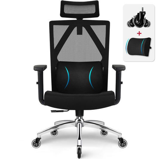 Daccormax Bürostuhl, Ergonomisch, bequem Chefsessel aus Netzstoff, VerstellbarerLordosenstütze,Kopfstütze,Armlehnen,Wippfunktion,Schreibtischstuhl Computerstuhl Home Office Chair bis 200kg