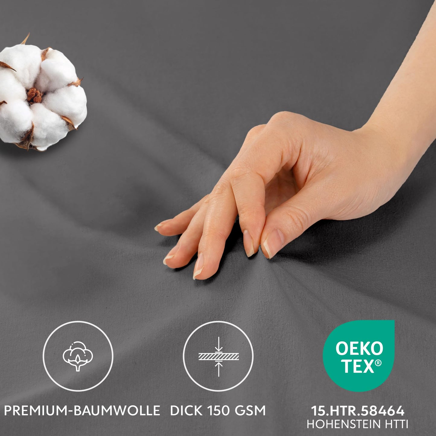 Dreamzie Kissenbezug 40x145 (Set mit 2) - 100% Jersey Baumwolle 150 g/qm Kissenbezüge -Anthrazit - Für Kissenbezug 40 x 145 - Kissenhülle - Kissenbezug - Resistent und Hypoallergen