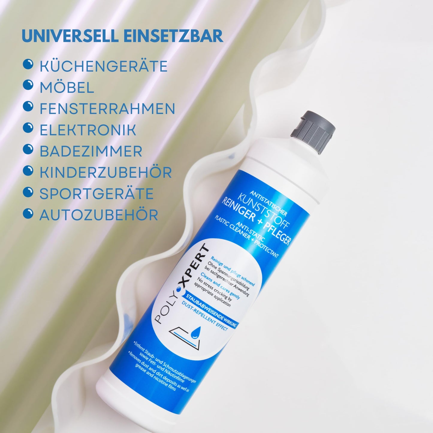 PolyXpert Antistatischer Kunstoff Reiniger & Pfleger 2x250ml - hochwertiger Universalreiniger für alle Kunstoffflächen - ideal für KFZ, Fensterrahmen, Küchengeräte, Fließen und Nikotinablagerungen