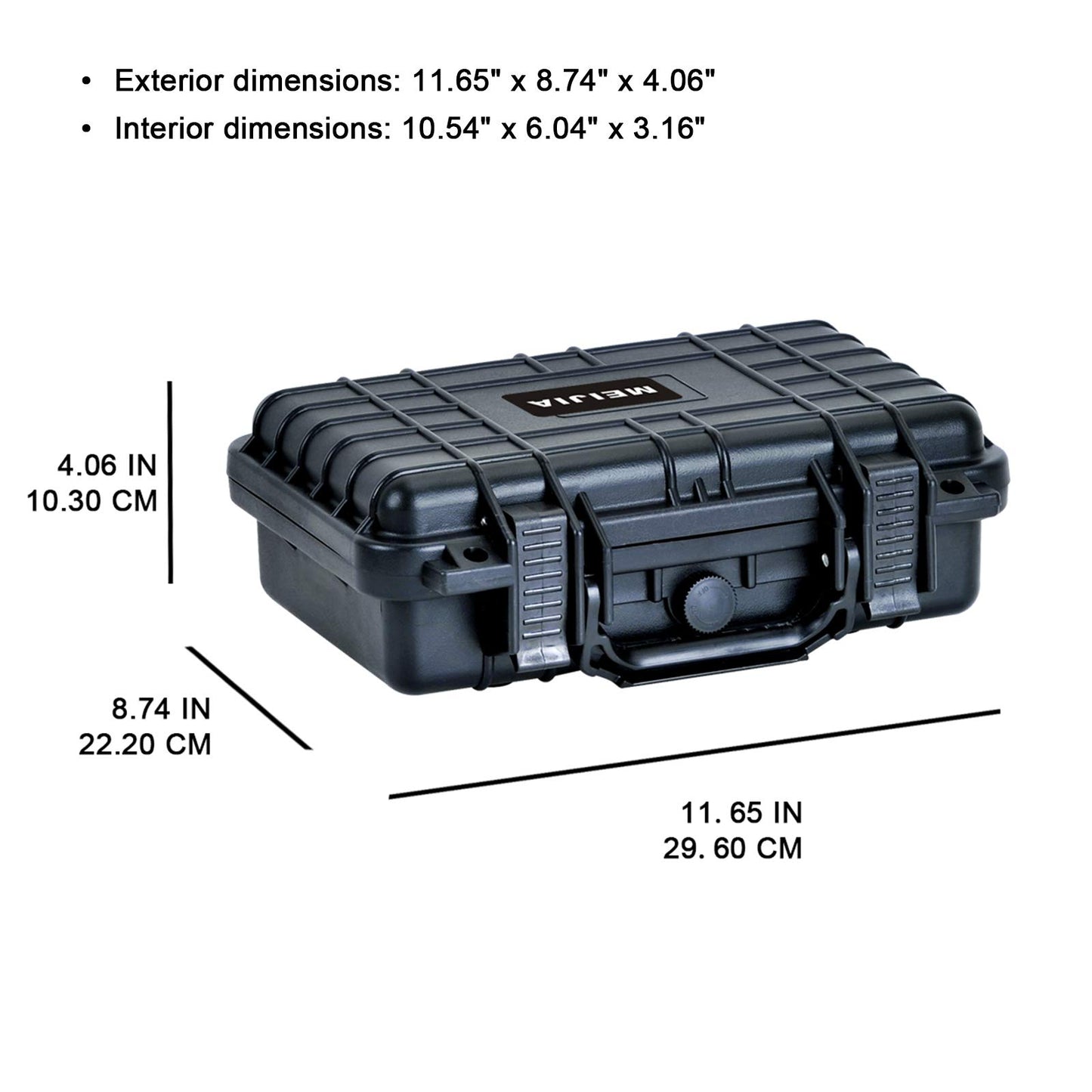 MEIJIA Koffer für Profikameras, wasserdichte Sicherheitsschutzhülle mit Schaumstoff, 11,65 x 8,34 x 3,78 Zoll (Elegantes Schwarz)