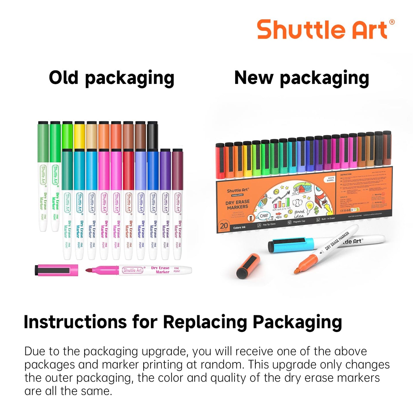 Shuttle Art Whiteboard Marker Set 20 Stück Whiteboard Marker Feine Spitze und Radiergummi trocken abwischbare Whiteboard Marker für Kinder zum Schreiben auf Whiteboards, Wochenplaner, Glas für