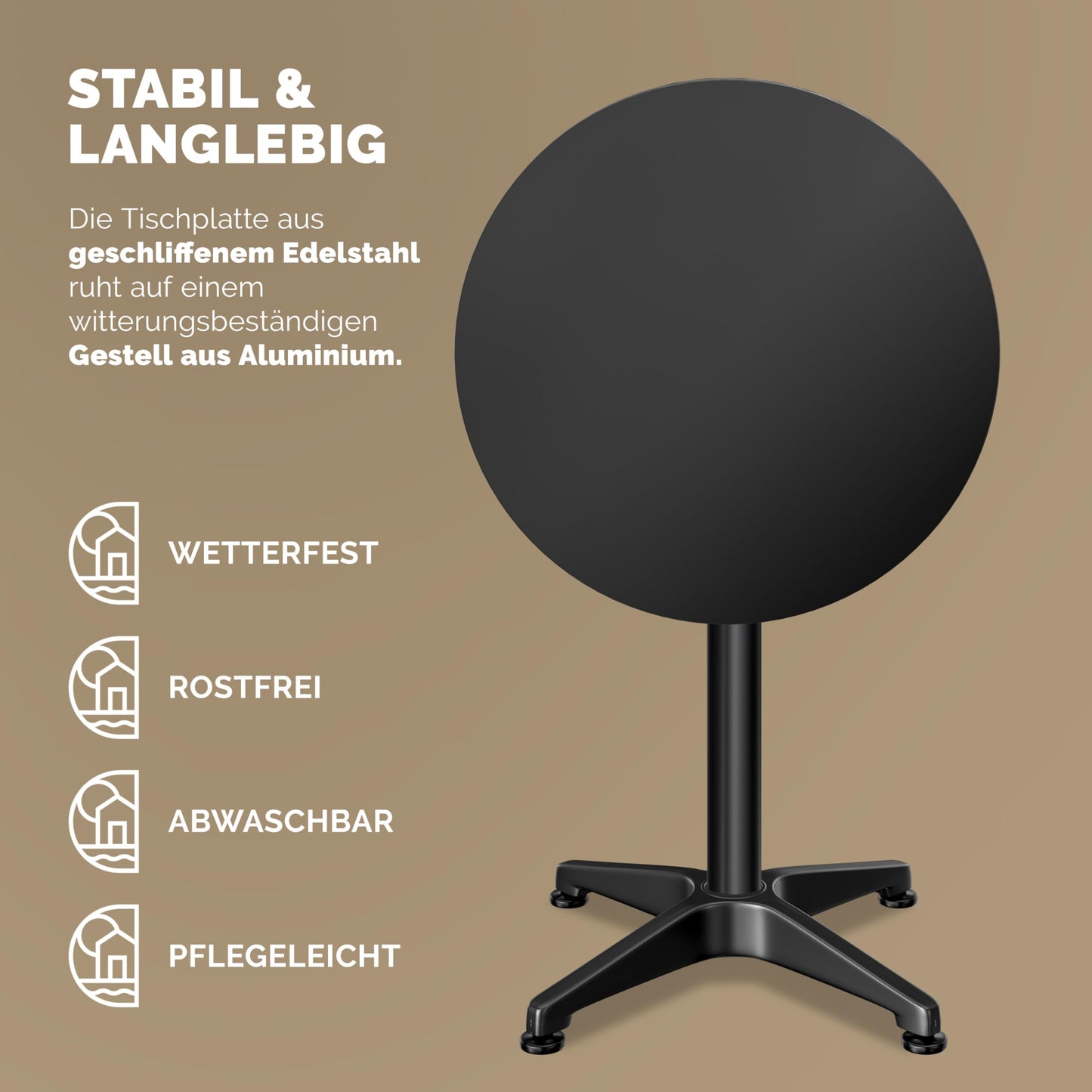 Casaria® 2in1 Stehtisch 2er Set Höhenverstellbar Klappbar 70 cm / 115 cm Wetterfest Alu Ø 60 cm Rund Outdoor Indoor Beistelltisch Bistrotisch Schwarz