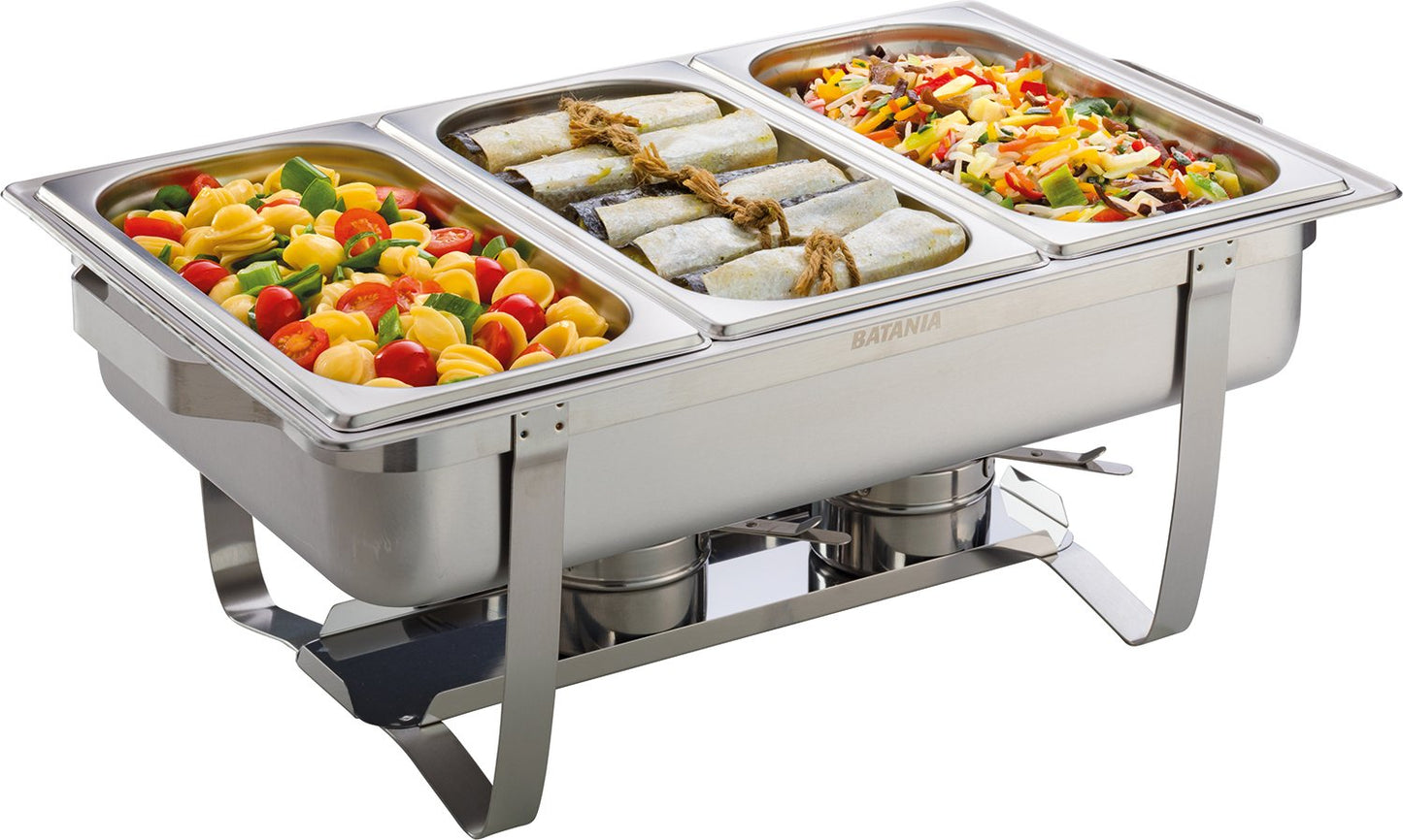 Batania 2 Chafing Dishes/Speisewärmer, 14-teilig, Gastronomiequalität, Edelstahl – Robuste Wärmebehälter für Buffet, Catering und Grillabende