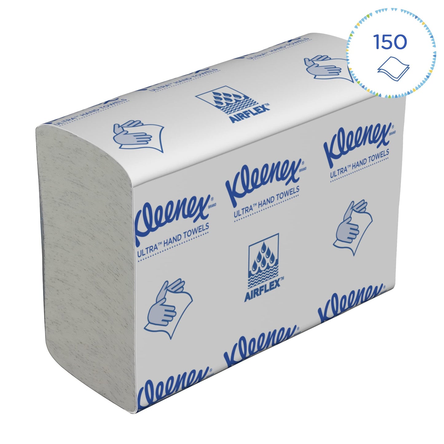 Kleenex Ultra Falt-Handtuchpapier 4633, weiß – 2-lagige Einmal-Papierhandtücher – 18 Packungen x 150 kleine Papierhandtücher (insges. 2.700)