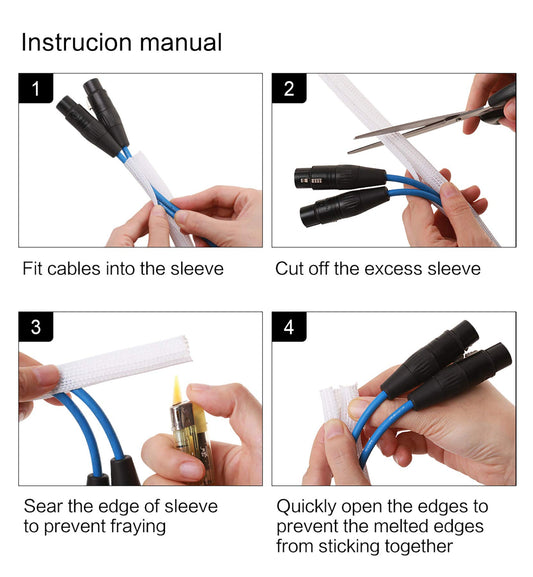 Alex Tech 13mm-3.1m selbstschließend Kabelschlauch gewebter Kabelmantel Kabelschutz zuschneidbar Weiß Für TV Computer Heimkino Automobilkabel zu Hause und im Büro