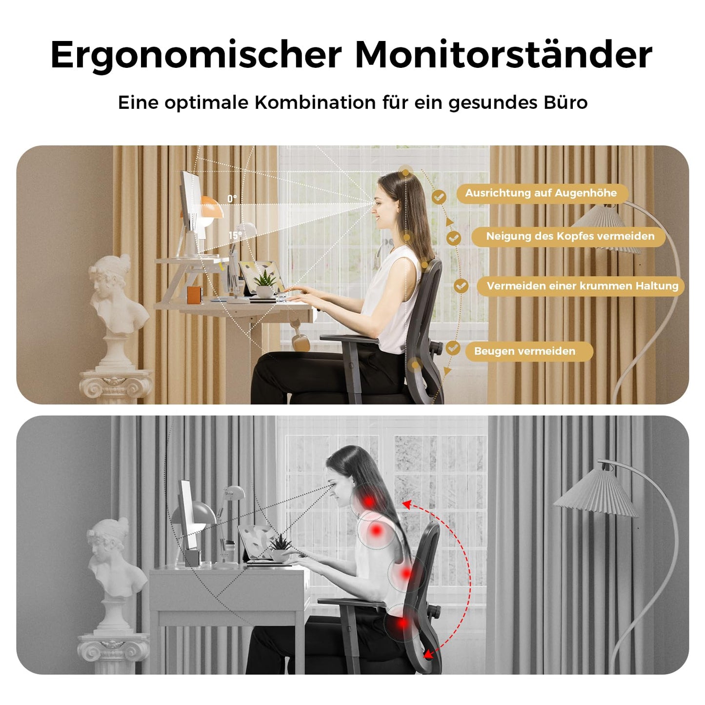 COMHOMA Höhenverstellbarer Schreibtisch Elektrischer, 120x60cm, mit Schubladen, Monitorständer, Tablet-Ständer, mit 3 höhen Memory-Steuerung, Weiß