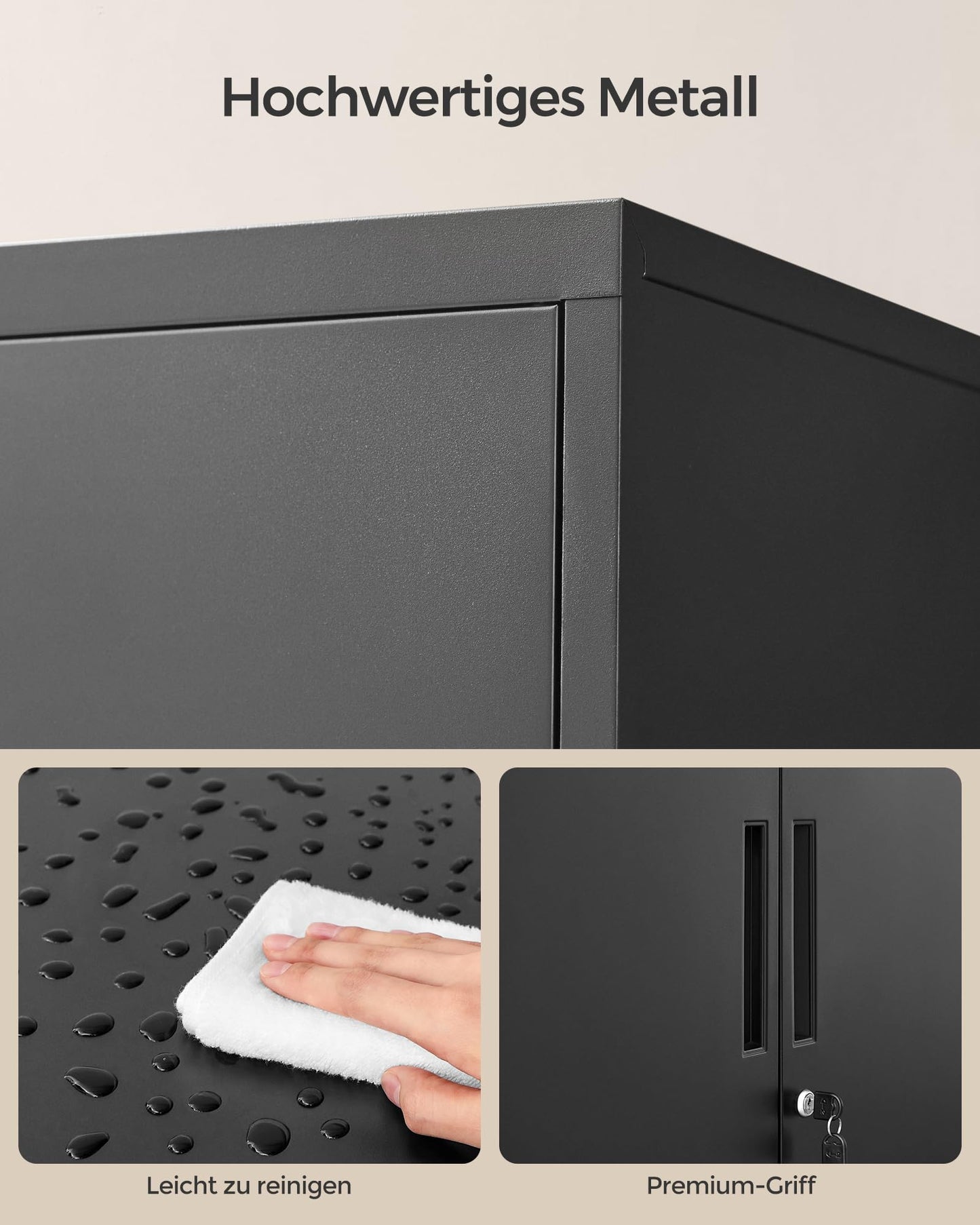 SONGMICS Aktenschrank Stahl, 40 x 60 x 90 cm Aufbewahrungsschrank mit Verstellbaren Regalen und Metallschloss, Für Büro und Zuhause