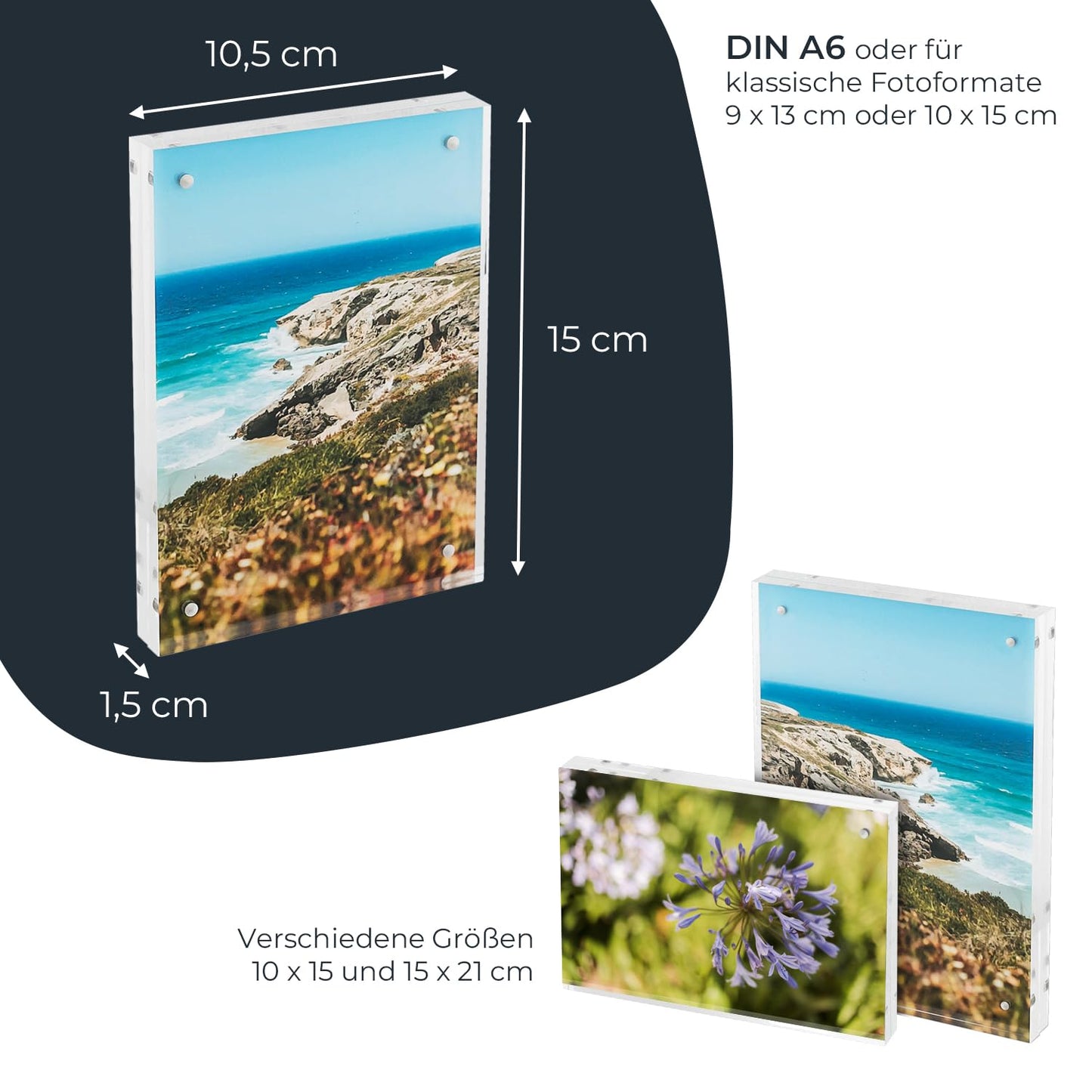HMF 46972 Magnetischer Bilderrahmen aus Acrylglas | 10 x 15 cm | Transparent