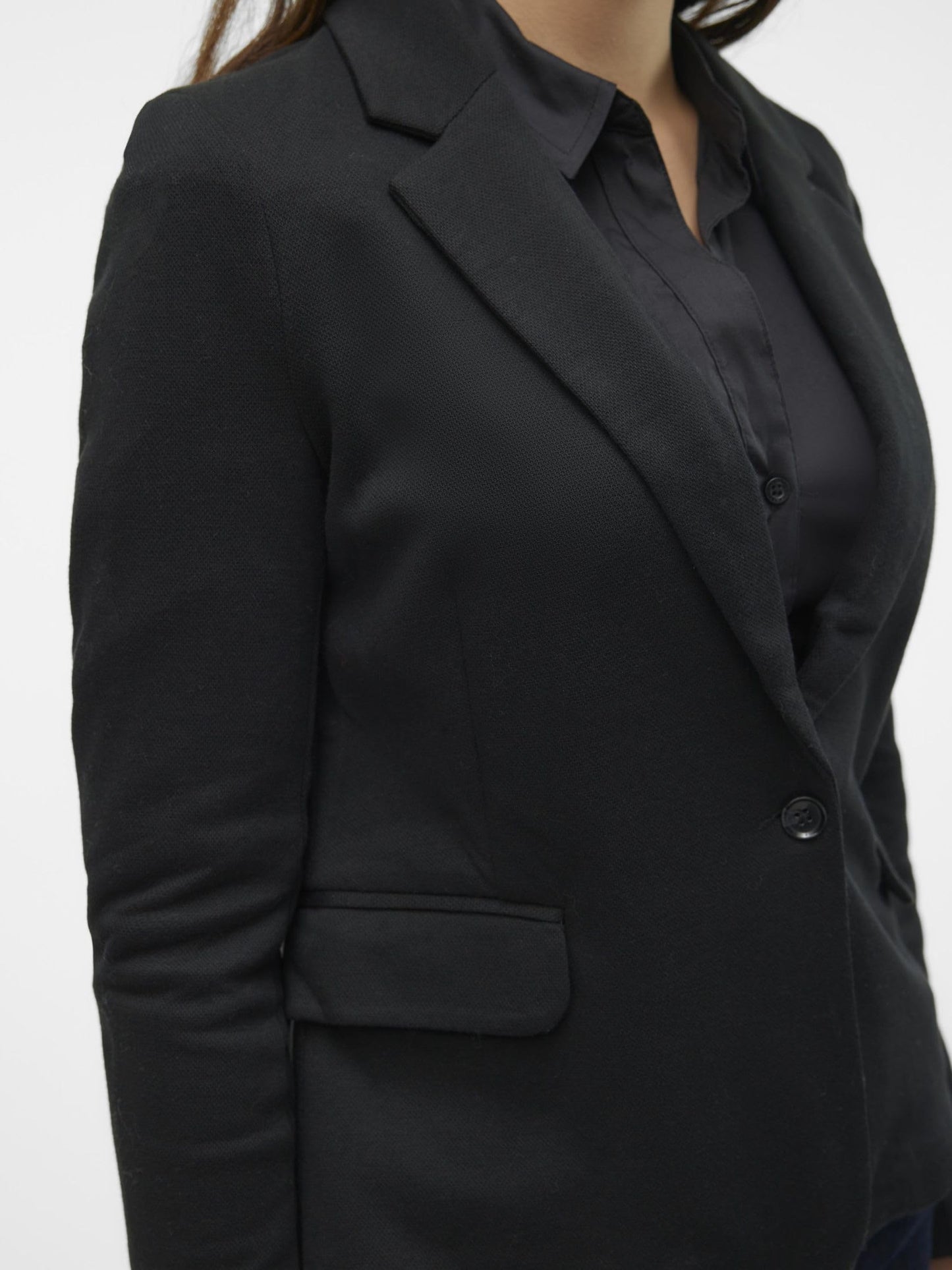 VERO MODA Blazer Eleganter Basic Langarm Cardigan Business Jacke Mantel Shacket VMJULIA, Farben:Schwarz,Größe Damen:36 / S