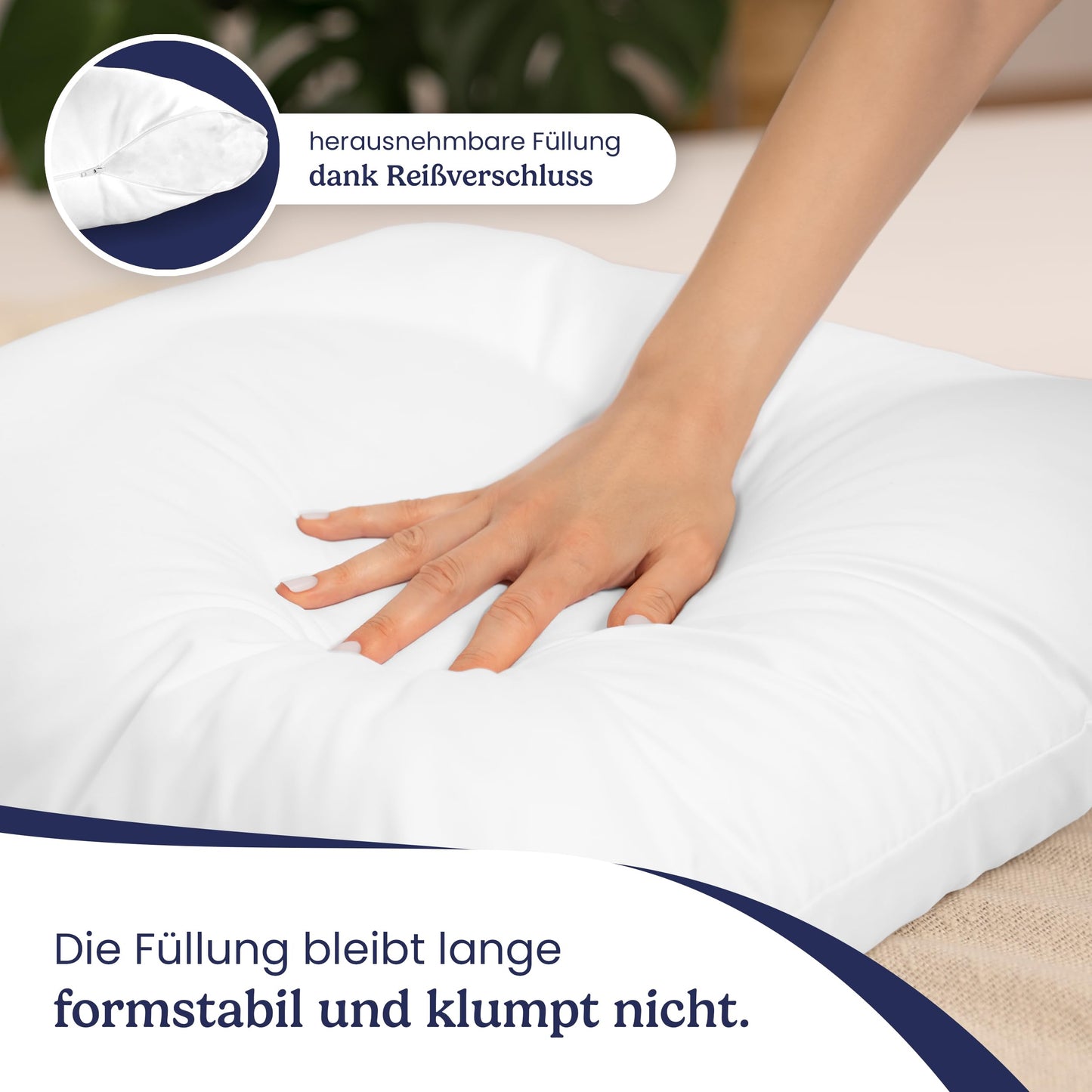 Gentle North Kopfkissen (45x45 cm groß) - 4er Set Kissen für Bett und als Dekokissen - Mit Reißverschluss für Füllung - Sofakissen - Zierkissen für Couch und Sofa - Ökotex - Waschbar bis 60° - Weiß