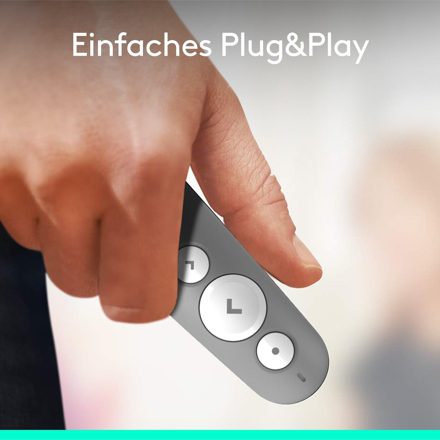 Logitech R500s Presenter mit Laser Klasse 1 für Bluetooth und USB – Universell kompatibel, 20 Meter Reichweite, konfigurierbar, intelligente Batterienutzung mit 12 Monaten Laufzeit – Hellgrau