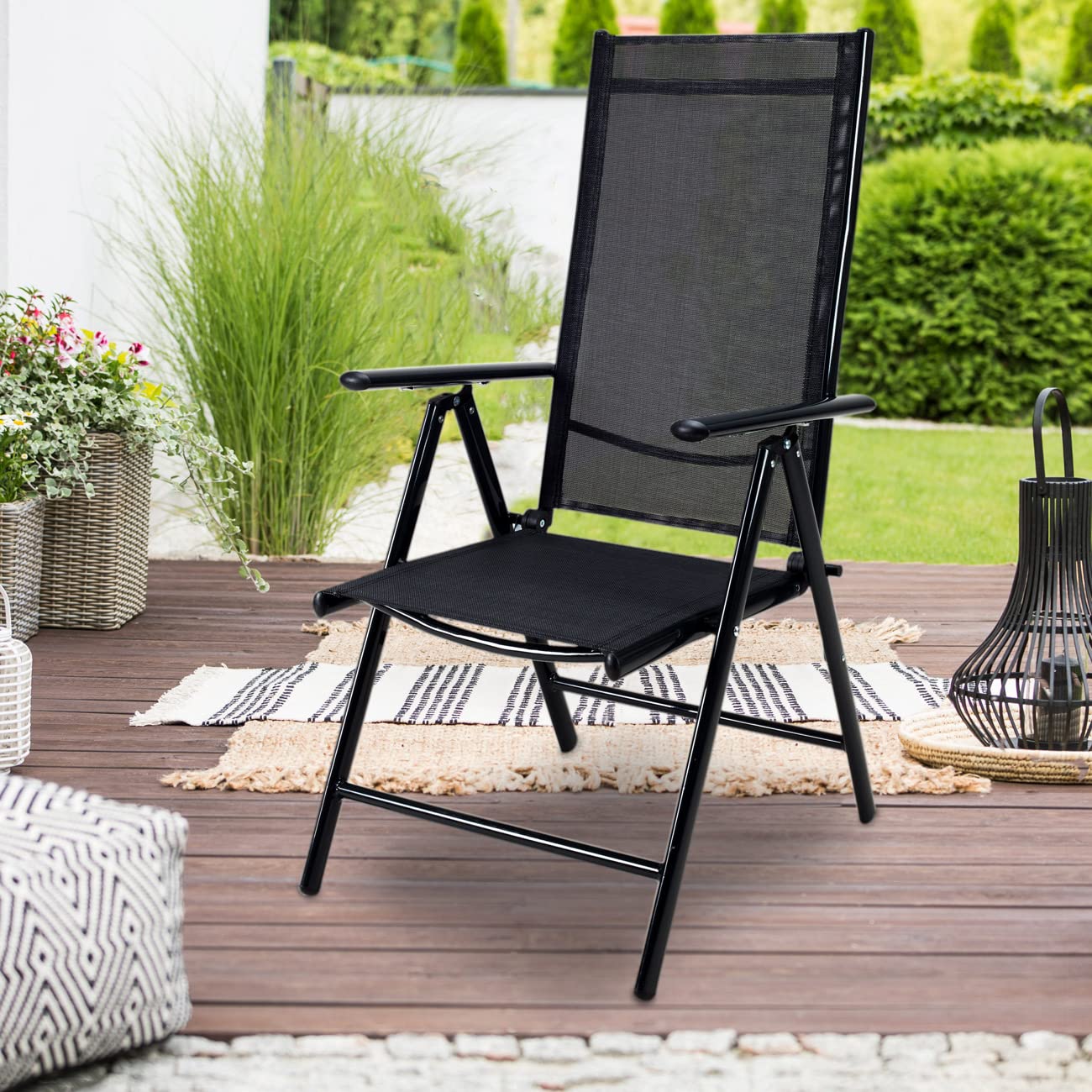 Casaria® Gartenstühle 6er Set Hochlehner Klappbar 8-Fach Verstellbar Camping Stuhl Aluminium Wetterfest Klappstuhl 120kg Belastbarkeit Garten Balkon
