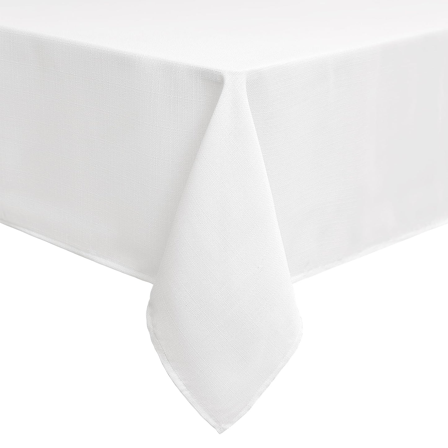 smiry Leinenoptik Tischdecke Abwaschbar Lotuseffekt Eckig 100 x 140 cm Tischtuch Leinendecke Wasserabweisend Tafeldecke Tischwäsche Fleckschutz, Weiß
