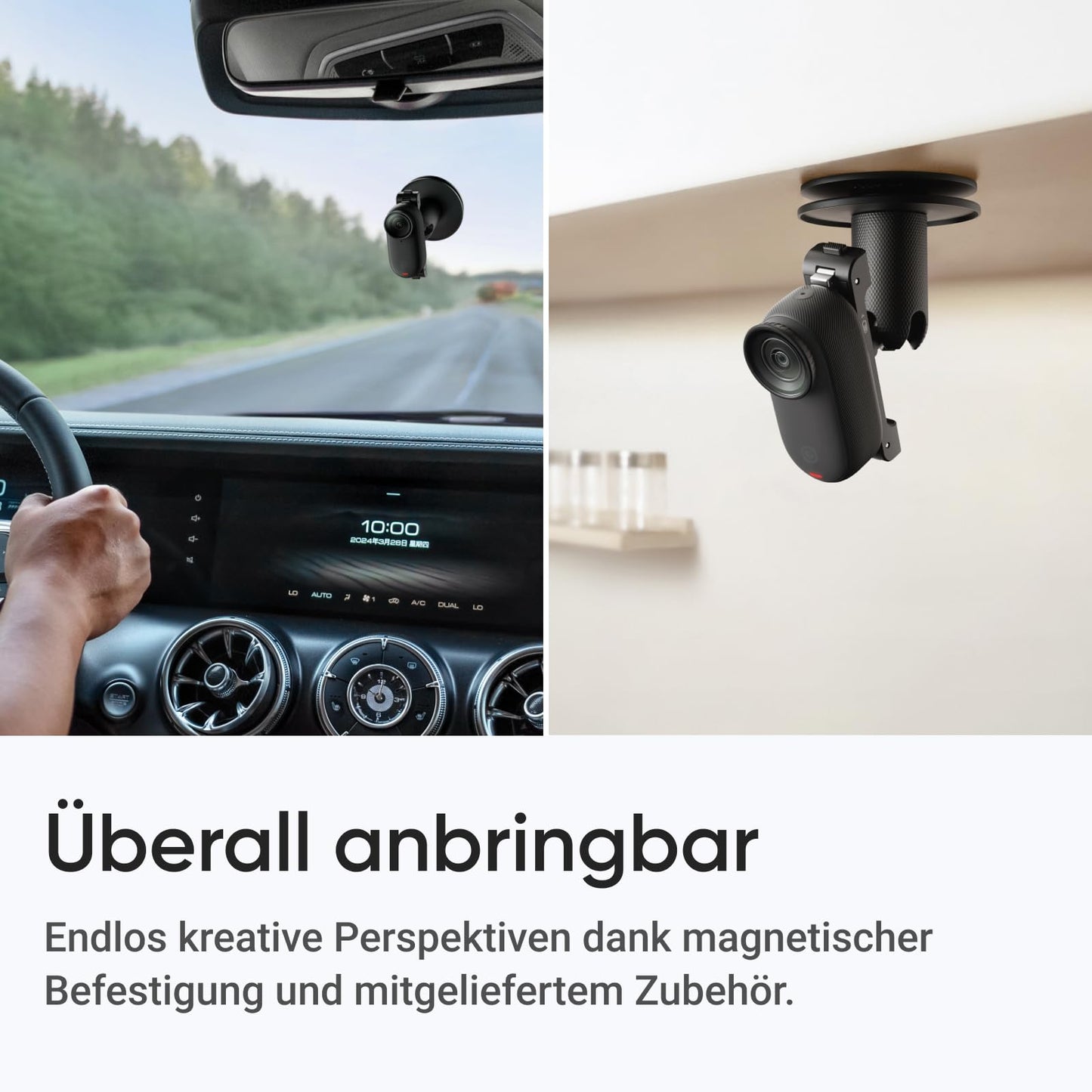 Insta360 GO 3S 128 GB - Tragbare 4K Mini-Kamera, Freihand-POVs, Überall anbringbar, Stabilisierung, 140 min Akku, 10 m wasserdicht, KI-Bearbeitung, Apple Find My, Schwarz, für Vlogs, Reisen, Outdoor