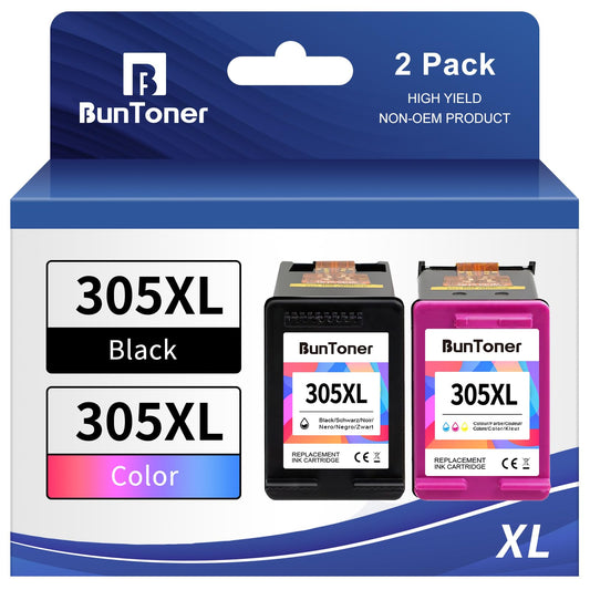 BunToner 305 XL patronen Kompatibel für hp 305 druckerpatronen XL Set für HP DeskJet 2720e 4120e HP Envy 6000 6420e Pro 6430 6432 Drucker(Schwarz,Farbe)