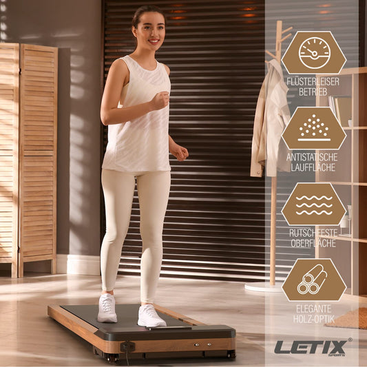 Elektrisches Laufband DeskWalk für zu Hause oder Büro, LCD-Display Motorisiertes Fitnessgerät, Schreibtisch Heimtrainer (Holz-Optik)