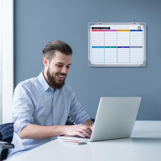 ARCOBIS Whiteboard Wochenplaner Magnetisch, Klein 40x30cm Magnettafel Whiteboard Kalender, Wand HäNgende Doppelseitige Tafel füR Planung, To Do Liste, Zeichnen, Schule, Zuhause, BüRo