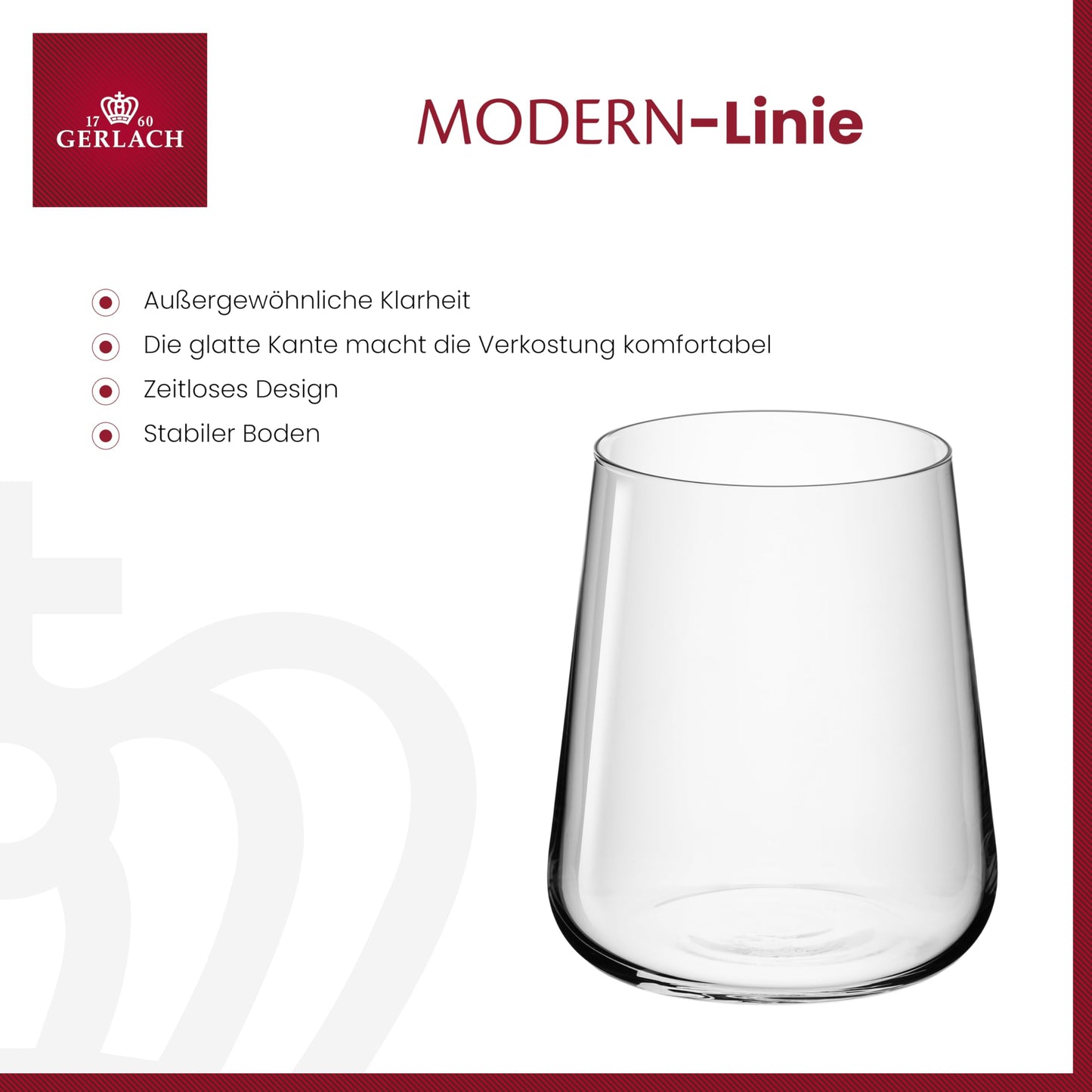 Gerlach 1760 Gläser Set 6 Stück 430 ml Trinkgläser Wassergläser Cocktailgläser Saftgläser Glas Dessert Spülmaschinenfest Modern