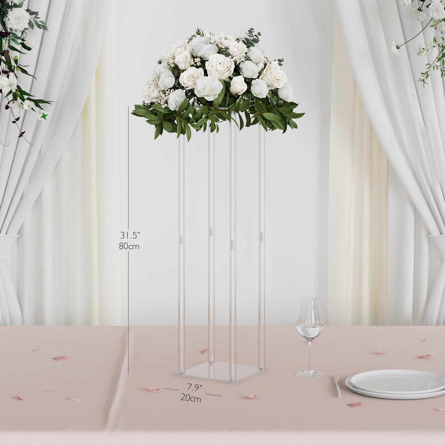 TEKXYZ Acryl Tafelaufsatz Stand, 2 Pcs 80 cm hoch Blumenständer, Säule Hochzeit Mittelstücke, Blumen Stand für Hochzeit Event Party Requisiten, Home Decor, Tabelle