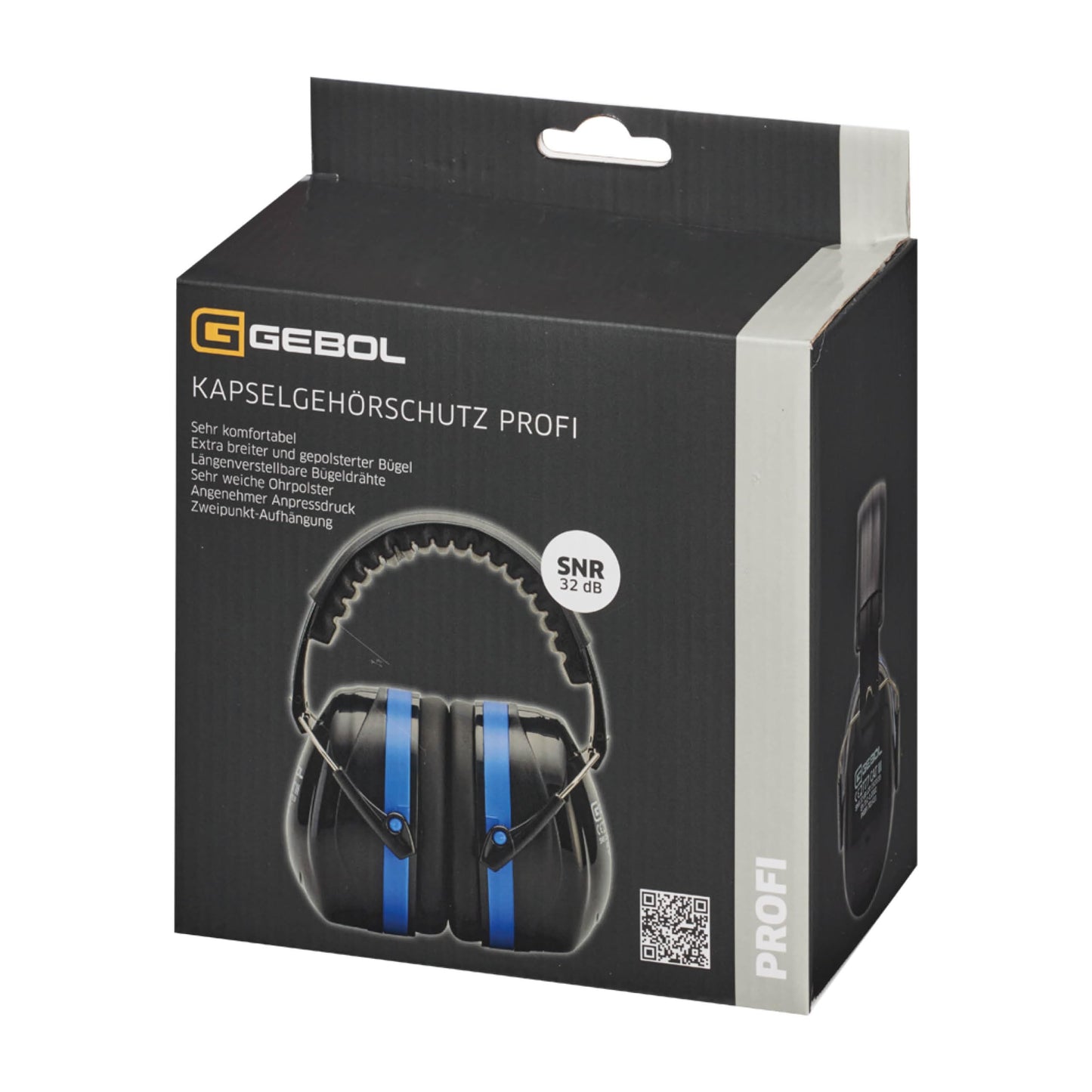 Gebol Kapselgehörschutz Profi | SNR-Wert 32 dB | extra breite, gepolsterte, längenverstellbare Bügel und weiche Kissen | für Damen und Herren | Größe universal | blau, schwarz | 1 Stück