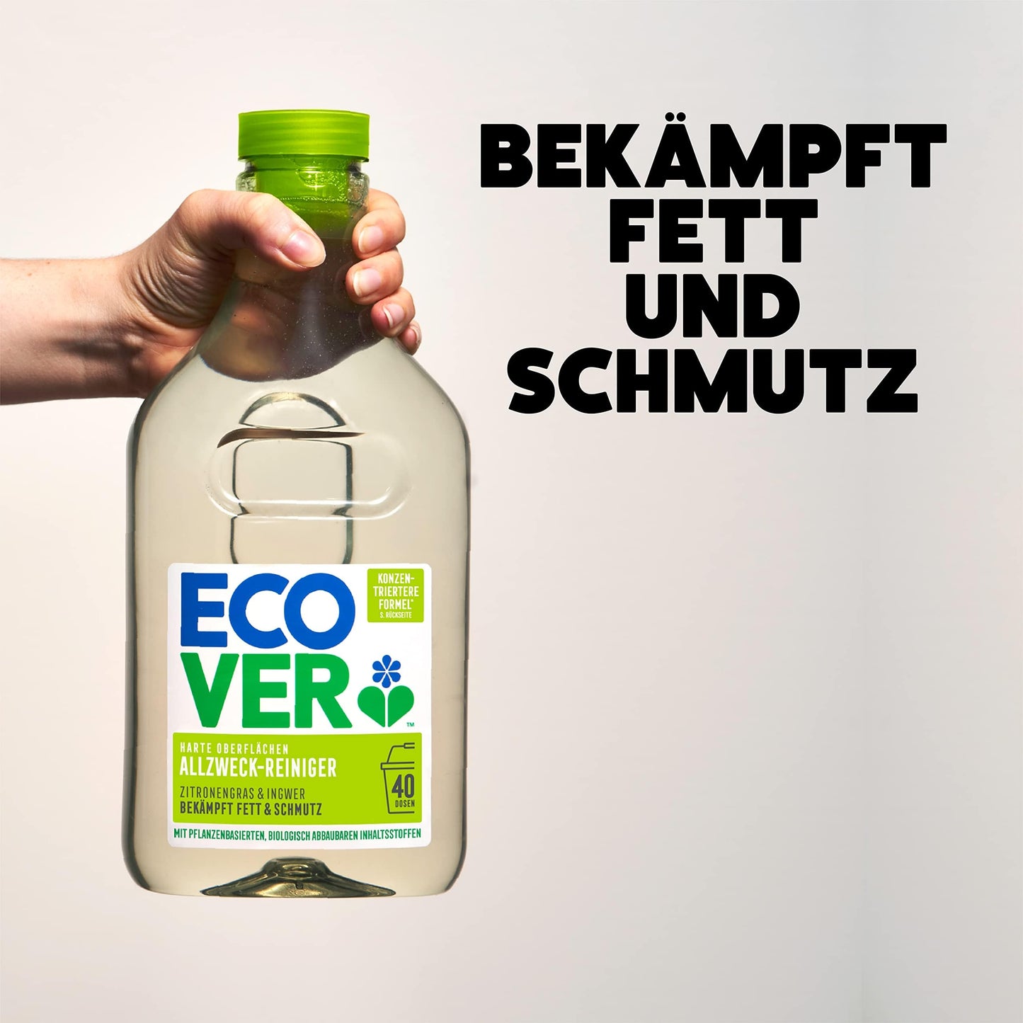 Ecover Allzweckreiniger Zitronengras & Ingwer (5 L), nachhaltiger Reinger und Fettlöser mit pflanzenbasierten und biologisch-abbaubaren Inhaltsstoffen, Veganer-freundliche Formel | 1er Pack