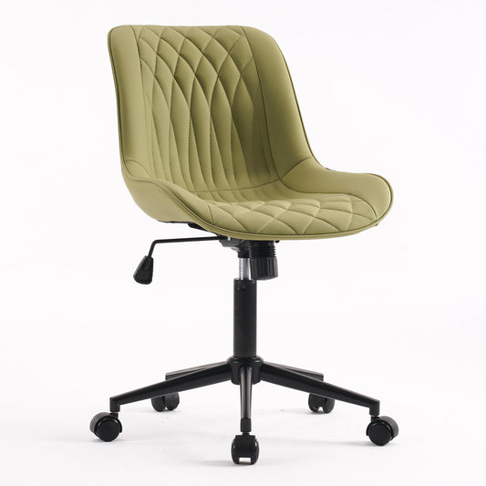 YOUNIKE Bürostuhl Schreibtischstuhl Ergonomisch PU-Leder bis 136 kg Belastbar, Drehstuhl Höhenverstellbar Computerstuhl Ohne Armlehnen, Bürostuhl mit Rückenlehne und Rollen, Avocadogrün