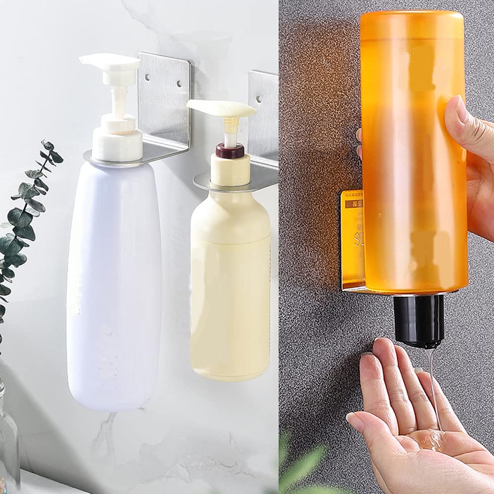 BiJun Seifenflaschenspenderhalter zur Wandmontage, Handpumpe, Flaschenständer Wandmontage zum Aufhängen für Shampoo Stehregal Lagerhalter Lotion-Behälter (2.7cm, White)
