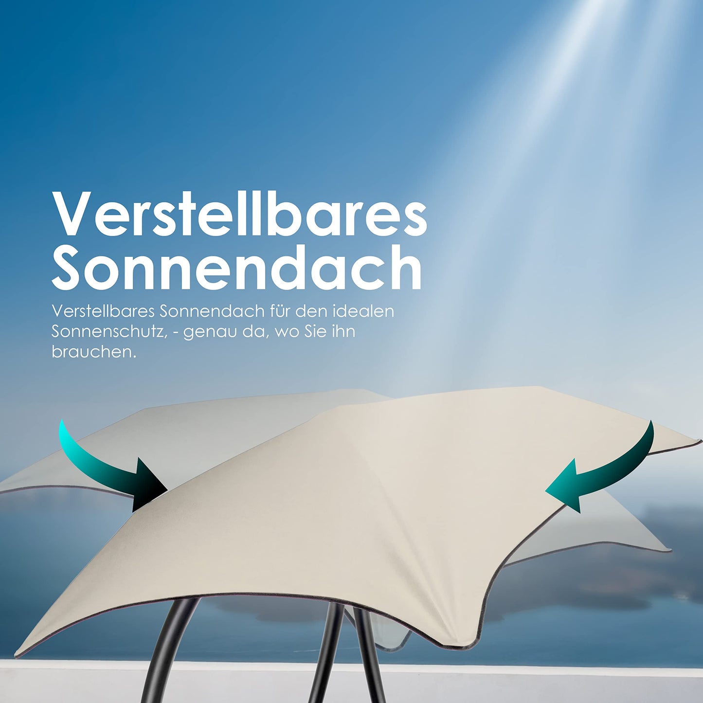 KESSER® Schwebeliege mit Sonnenschirm, Hängeliege, Sonnenliege H200, L194, B100 cm, Relaxliege, Schaukelliege Hängematte, bis 120 kg belastbar, Auflagen - Nackenkissen, Inkl. Tasche