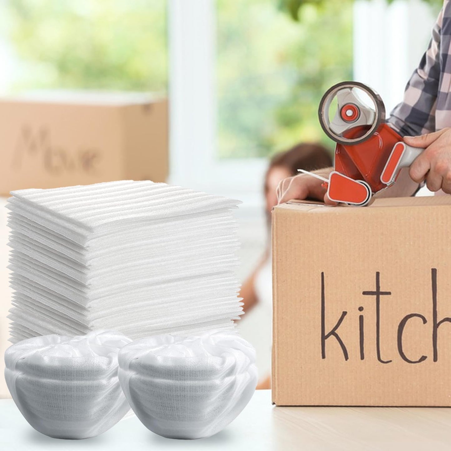 Verpackungsmaterial Luftpolsterfolie Umzug 100Stk Schaumfolie für Umzugskartons Kartons Geschirr Gläser Weinflaschen Versand(30 * 30cm) (Umzug 100Stk)