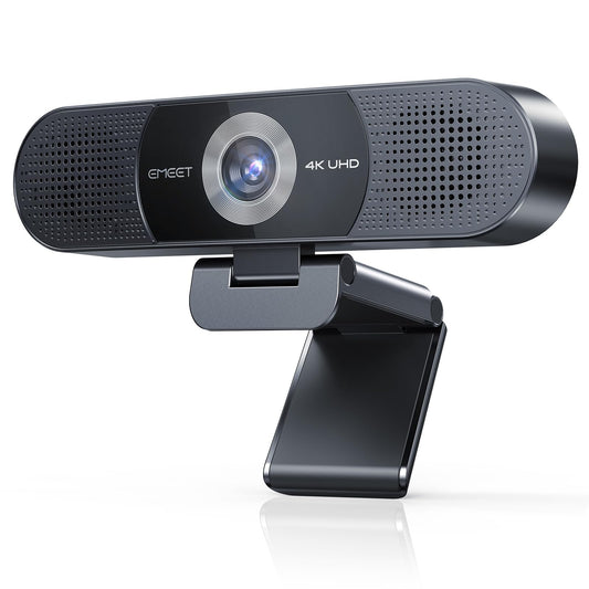 EMEET 3-in-1 4K Webcam, C980 PRO 4K Webcam mit 4 Geräuschunterdrückenden Mikrofonen und 2 Lautsprecher, 60°-98° Weitwinkel, Festem Fokus, Sichtschutz, Webcam Ideal für Gruppen- und Einzelvideoanrufe