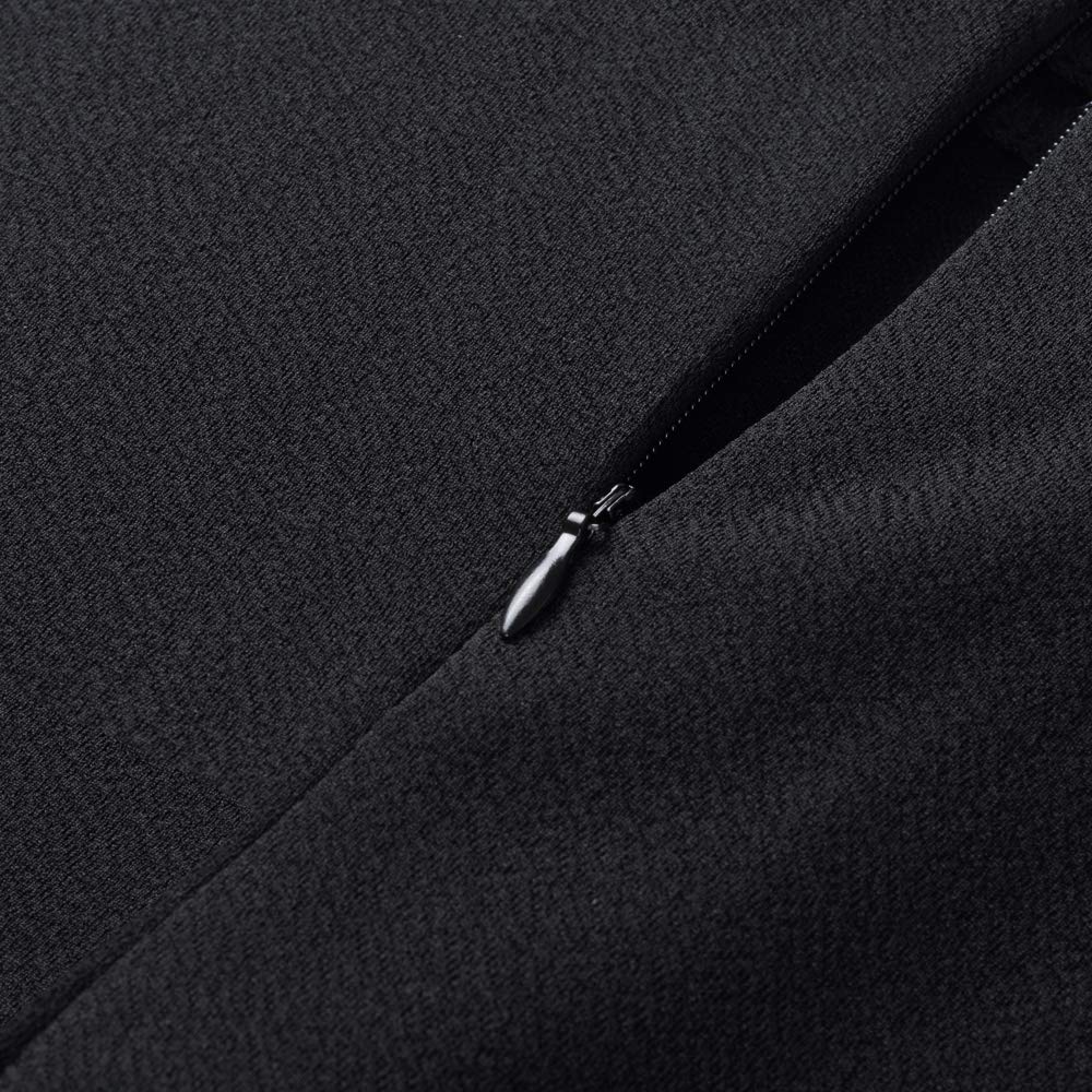 HOMEYEE Damen Elegant Hollow Out Spitzenärmel Swing Retro Party Cocktailkleid A234 (L, Schwarz)