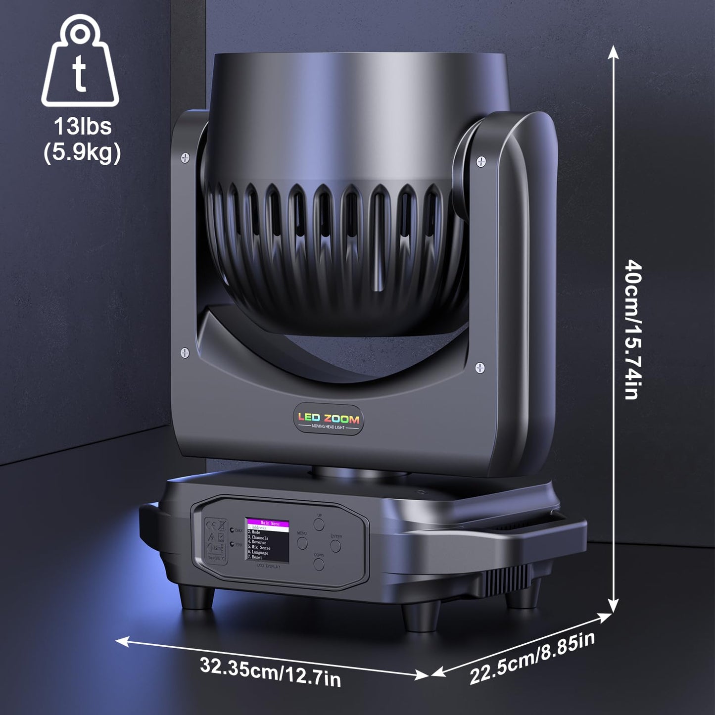 19 LED 285W Wash Zoom Moving Head Licht, RGBW 4 in 1 Professionelles Focus Dye Bühnenlicht mit Lichtstreifen und 4 Steuerungsmodi für Party KTV Konzert DJ Weihnachten Hochzeit Feiern