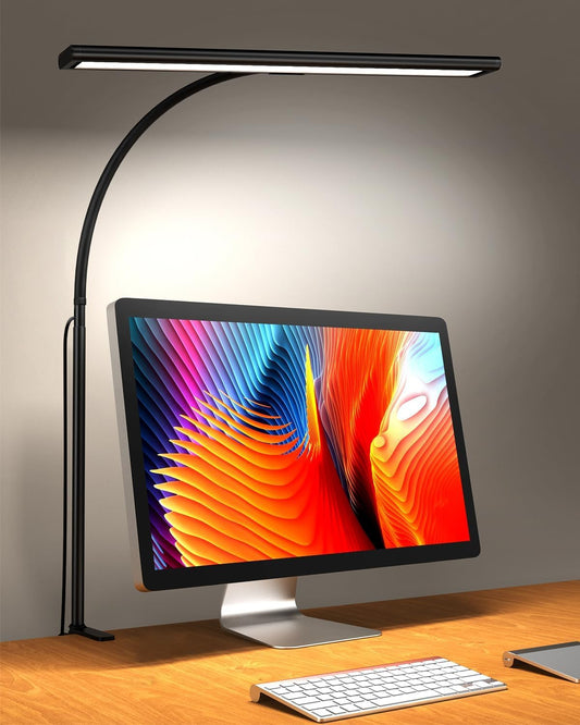 iFalarila 10W Schreibtischlampe Dimmbar - 160 LED Super Helle Klemmleuchte mit USB-Adapter | 3 Farbtemperaturen & 10 Helligkeitsstufen | 70cm Flexiblem Schwanenhals, Arbeitslampe für Home Office