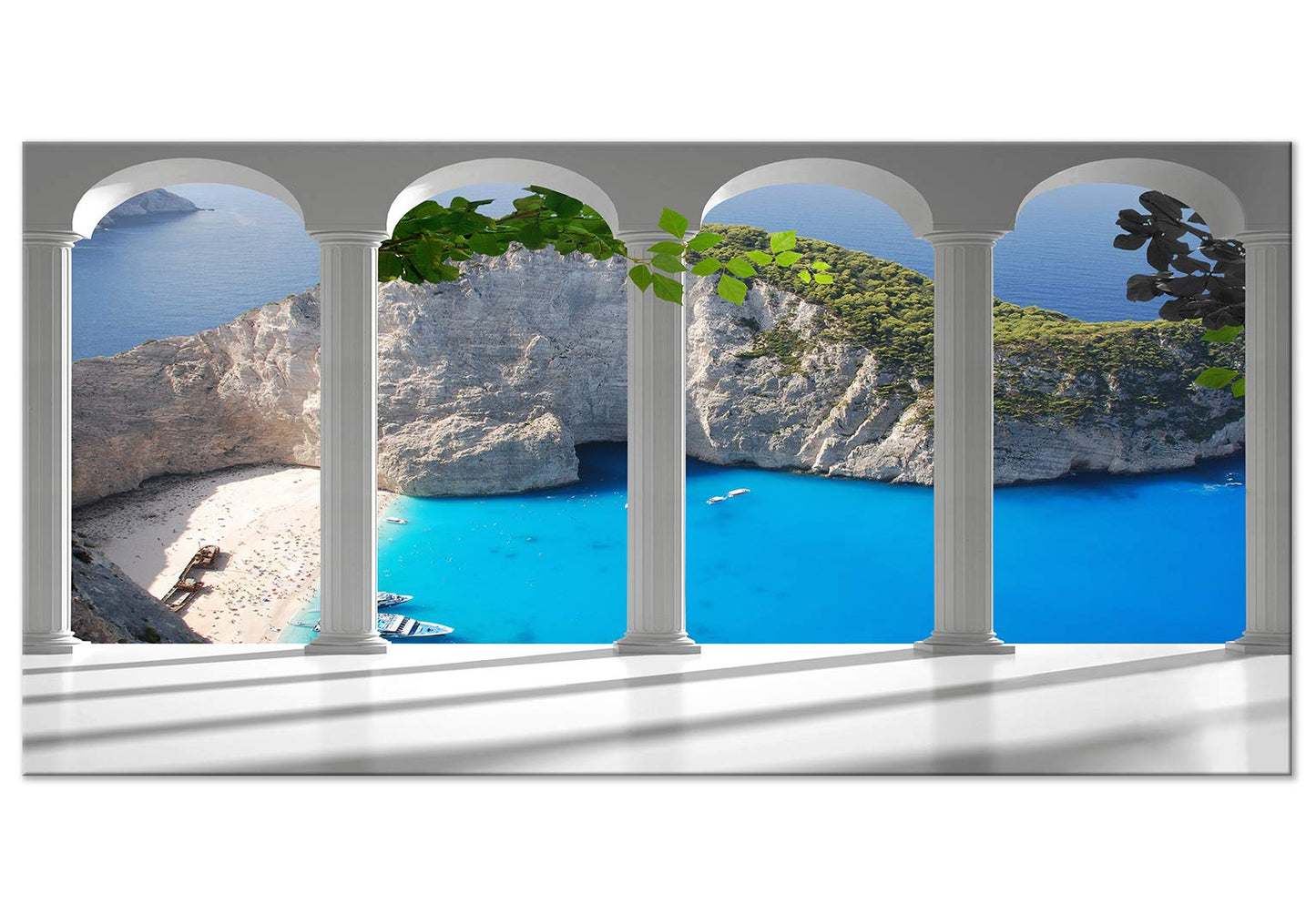 murando Wandbild Mega XXXL Fensterblick Einteiliger XXL-Format Kunstdruck zur Selbstmontage Leinwandbilder moderne Bilder DIY Wanddekoration Wohnung Deko Meer Strand Zakynthos