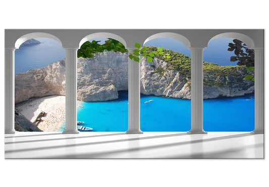 murando Wandbild Mega XXXL Fensterblick Einteiliger XXL-Format Kunstdruck zur Selbstmontage Leinwandbilder moderne Bilder DIY Wanddekoration Wohnung Deko Meer Strand Zakynthos