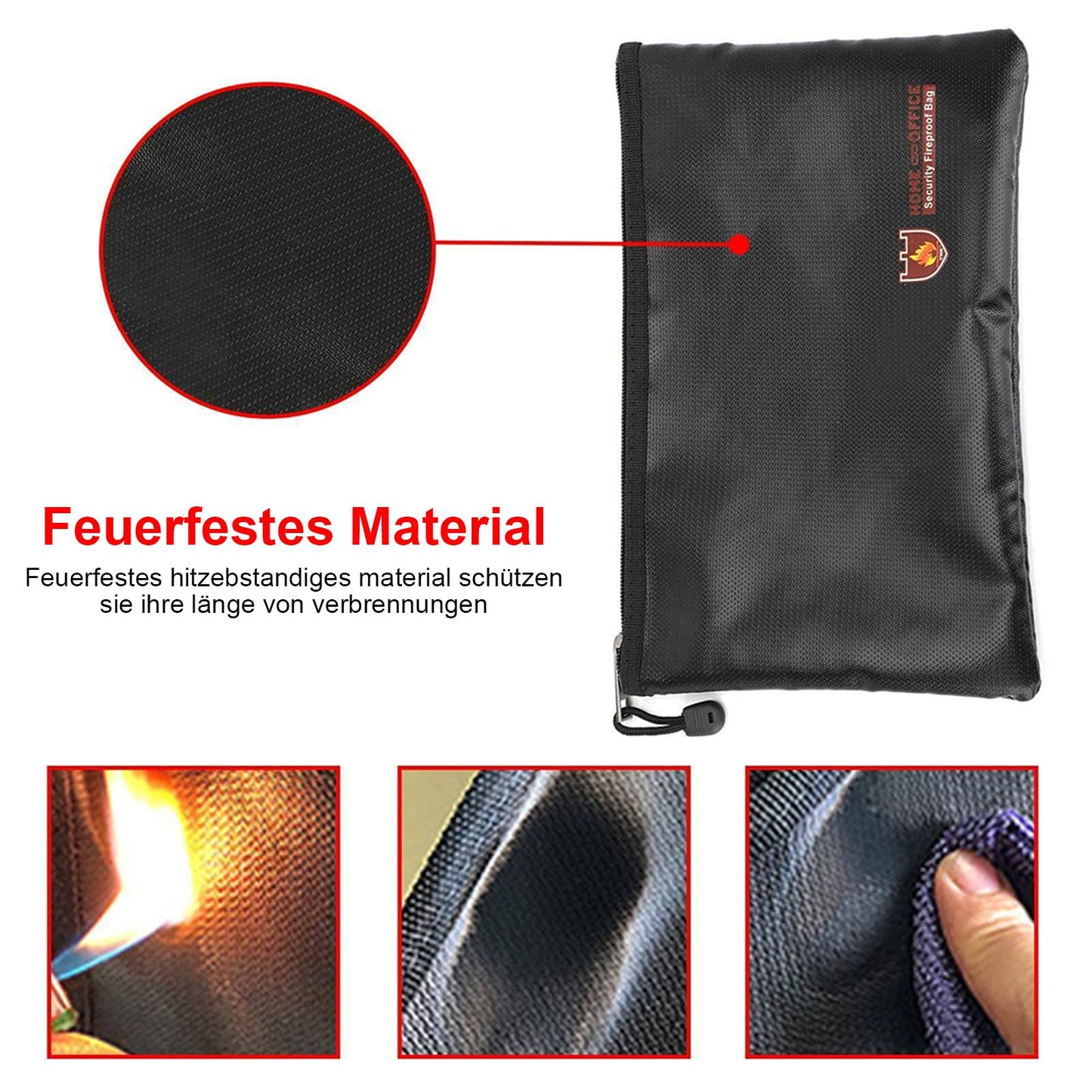 2 Stück Feuerfeste Dokumententasche 34x25cm,Wasserdichte Feuerbeständige Tasche,Tresor Feuerfest Geldscheine Aufbewahrung, Große Kapazität Aktentasche Für Dokumente/Geld/Passport/Bankdatei Und Bargeld
