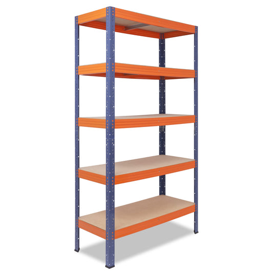 shelfplaza® 200x90x50cm PROFI Schwerlastregal blau-orange/Metallregal mit 5 Böden à 200kg Tragkraft/Kellerregal Metall, Garagenregal, Werkstattregal oder Regal Lagerregal/Steckregal Metall