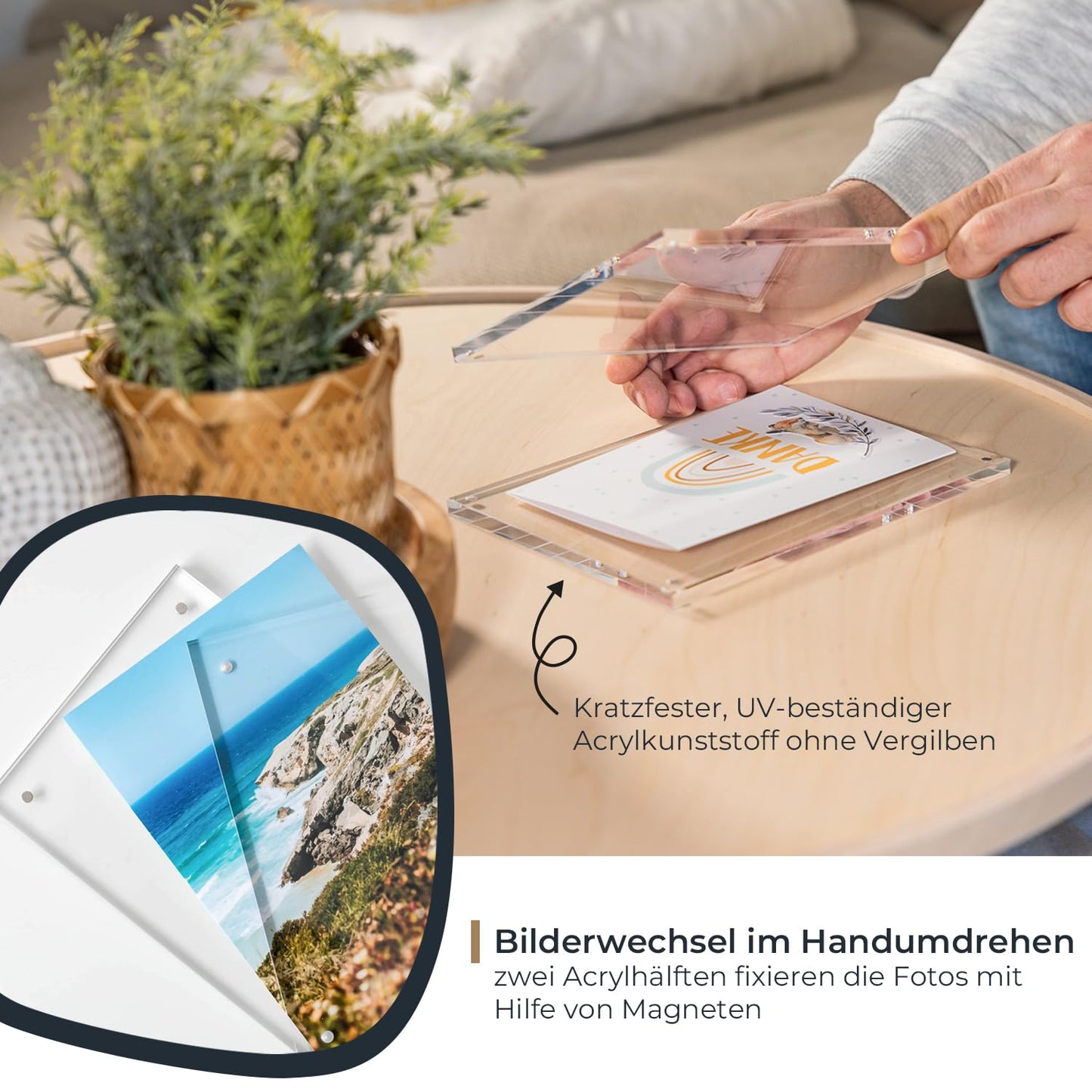 HMF 46972 Magnetischer Bilderrahmen aus Acrylglas | 10 x 15 cm | Transparent