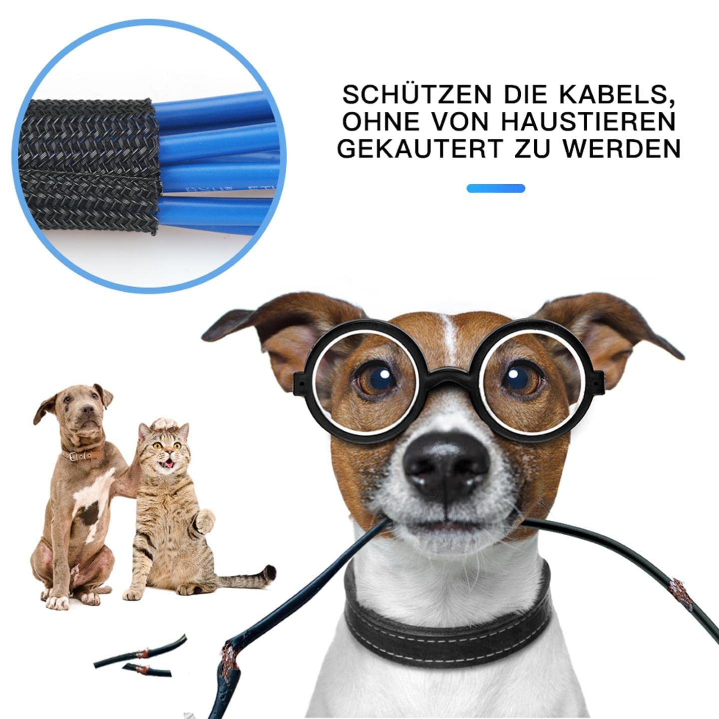 AGPTEK 3m Kabelschlauch, 12-20mm selbstschließend Kabelkanal, Flexibler gewebter Kabelmantel, Kabelmanagement für Schreibtisch, TV, Computer, PC, Kabelschutz für Hund, Katze, Schwarz