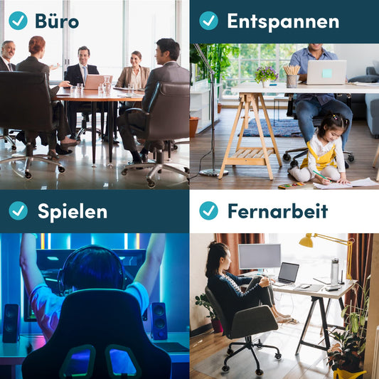 Lifelong Bürostuhlrollen 5er-Set, 11x22 mm Transparente Hartbodenrollen für Teppich und Parkett, Strapazierfähig bis 295 kg